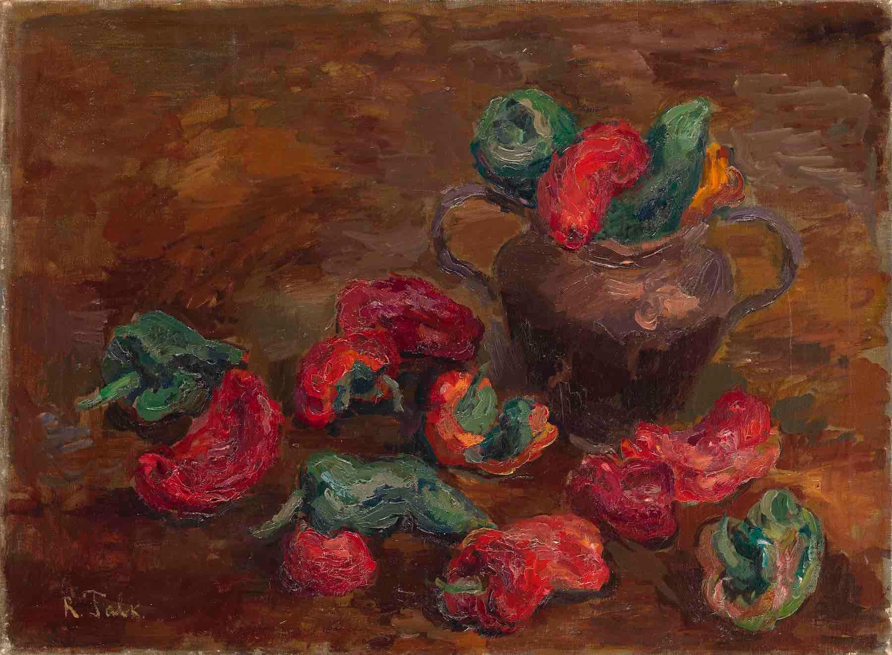 FALK, ROBERT (1886–1958) Nature morte avec des poivrons et un pot
, signé.
Huile&hellip;