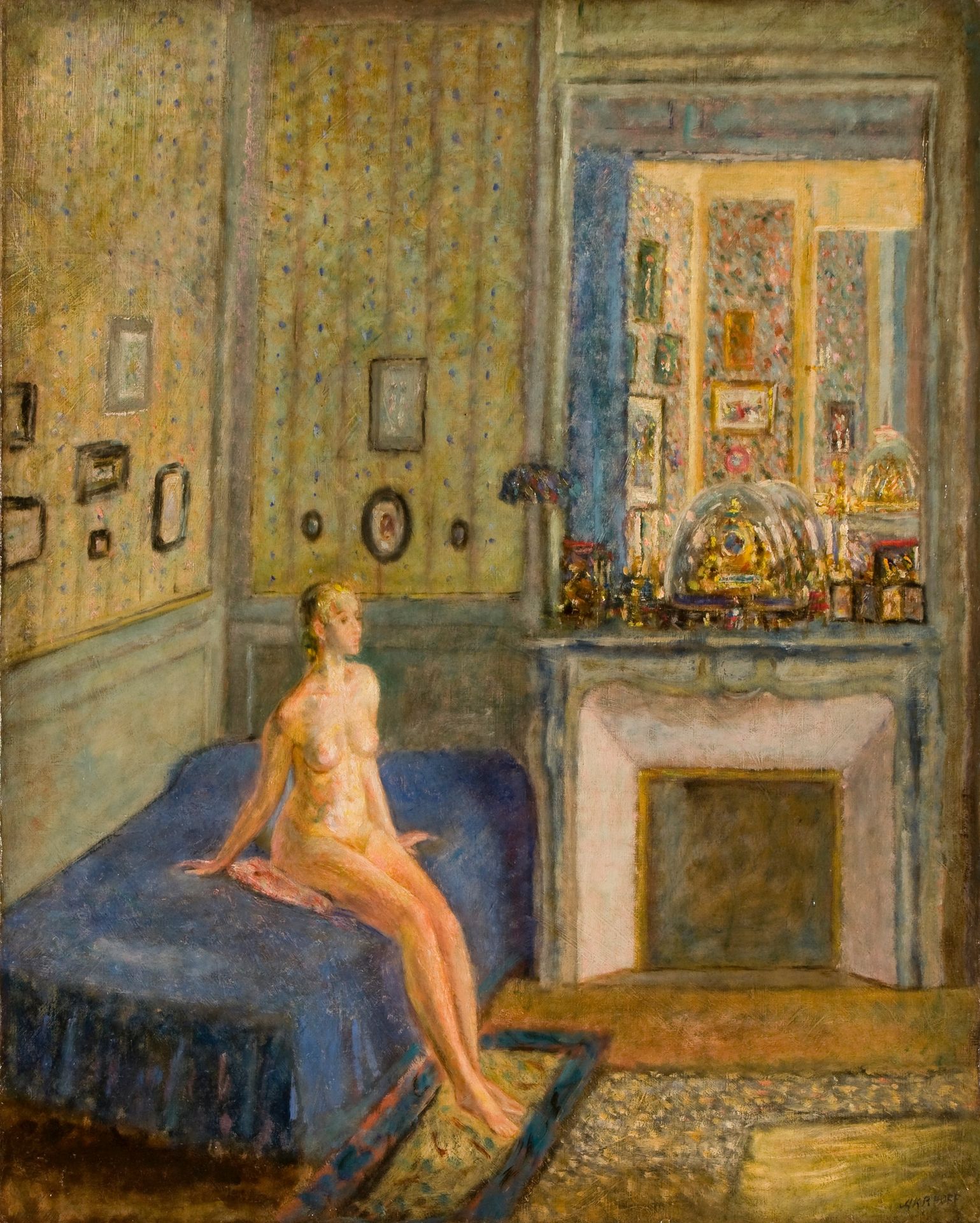 ARAPOFF, ALEXIS (1905–1948) ◎ Nude in Blue Room
, signed.
Oil on canvas, 92 by 7&hellip;