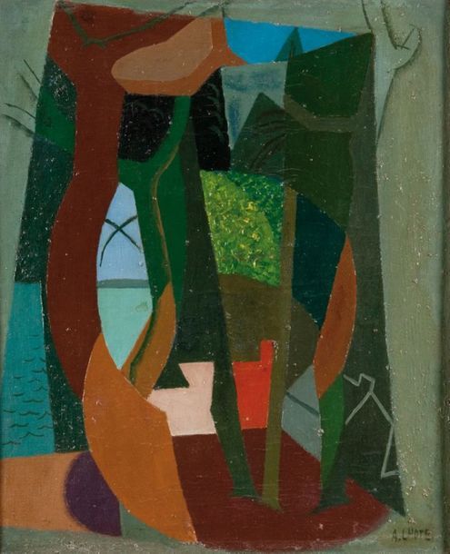 André LHOTE (1885-1962) "Paysage du Bassin d'Arcachon" Huile sur toile 46 x 38cm&hellip;