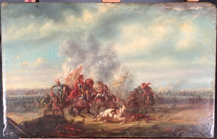 École FRANÇAISE vers 1700 Choc de cavalerie
Huile sur panneau, trace de signatur&hellip;