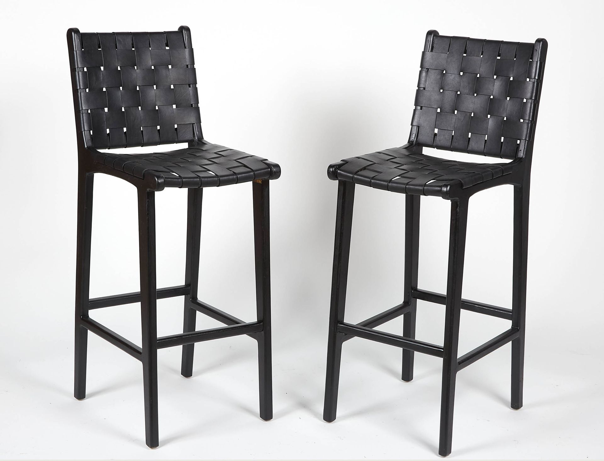 Null DE SCHRIJVER Olivier (born in 1958). Pair of bar stools in black wood and b&hellip;