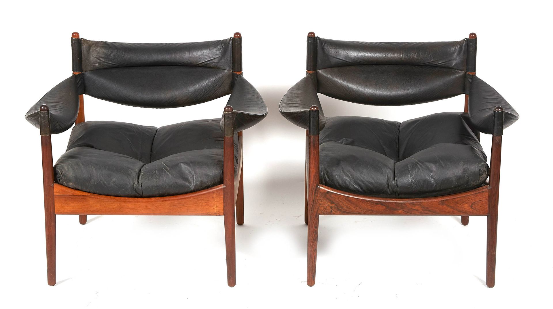 Null SOLME VEDEL Kristian (1923/2003) "Modus". Pair of armchairs in rosewood and&hellip;