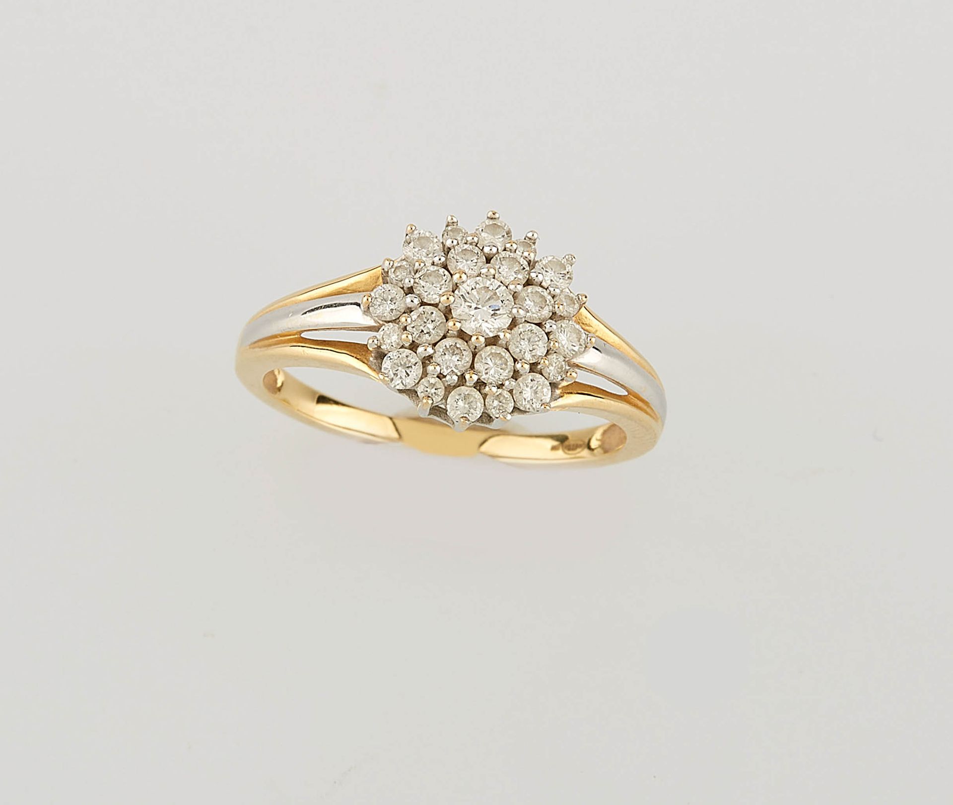 Null Round ring in yellow and white gold, paved with twenty-five small diamonds &hellip;