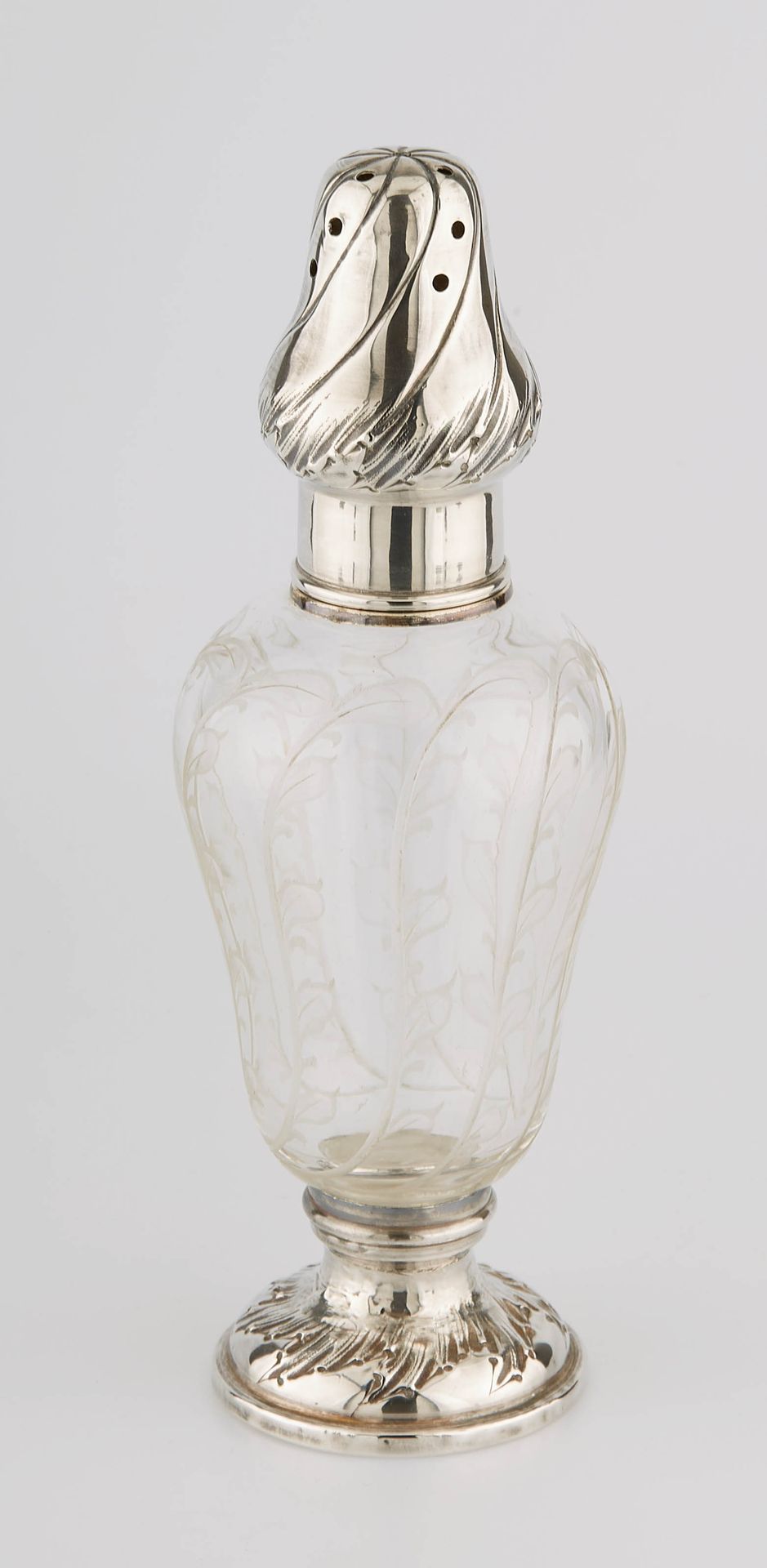 Null A baluster-shaped crystal sprinkler engraved with leafy stems with an engra&hellip;