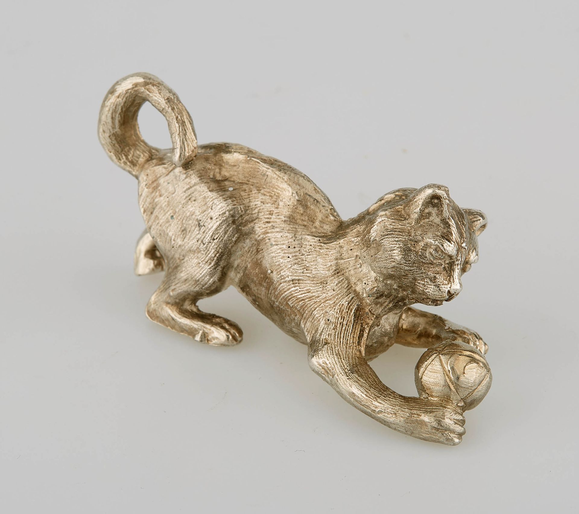 Null Silver subject representing a cat playing with a ball. Minerva mark. Height&hellip;