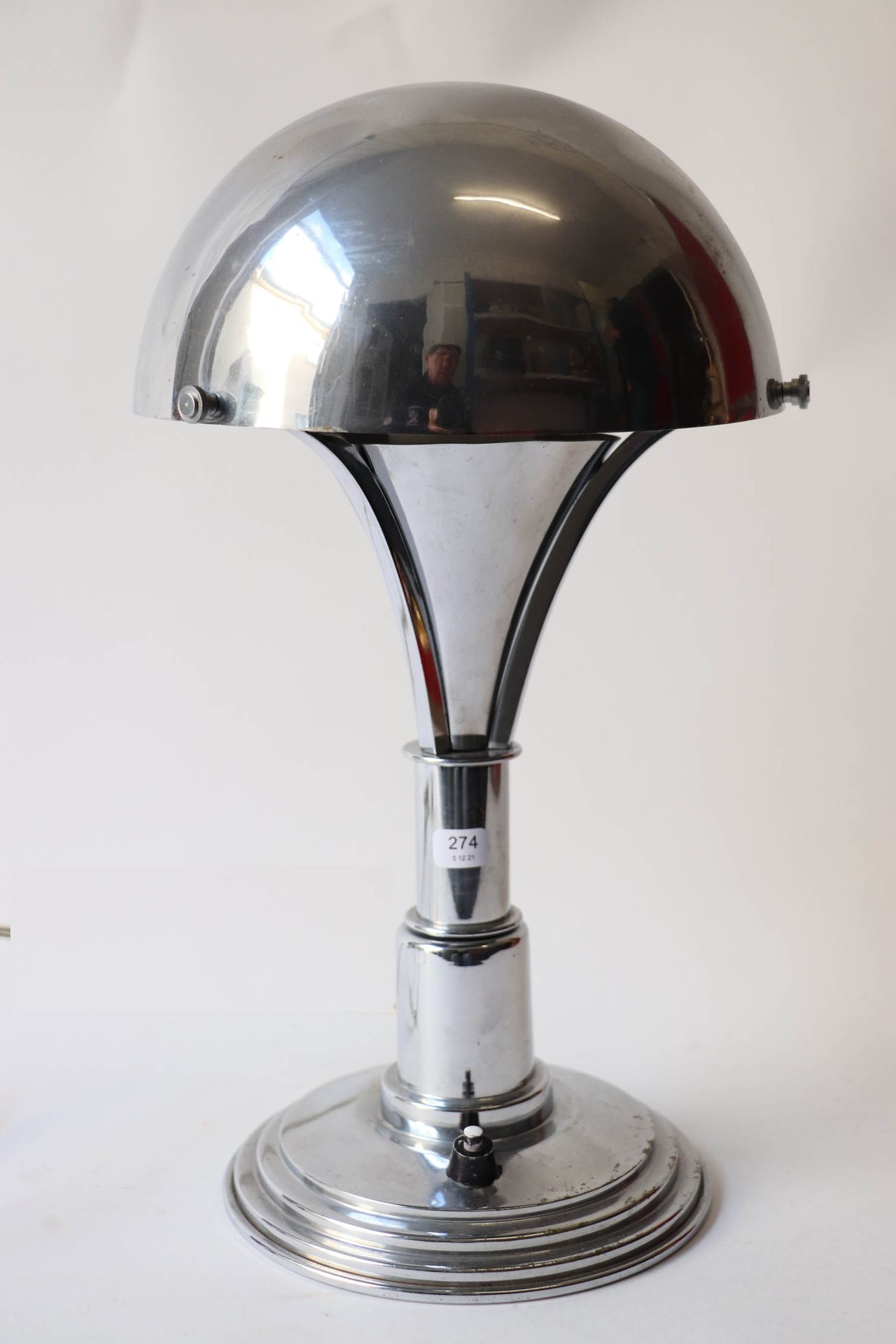 Null 蘑菇 "镀铬金属台灯。高度：35厘米。直径：15.5厘米。