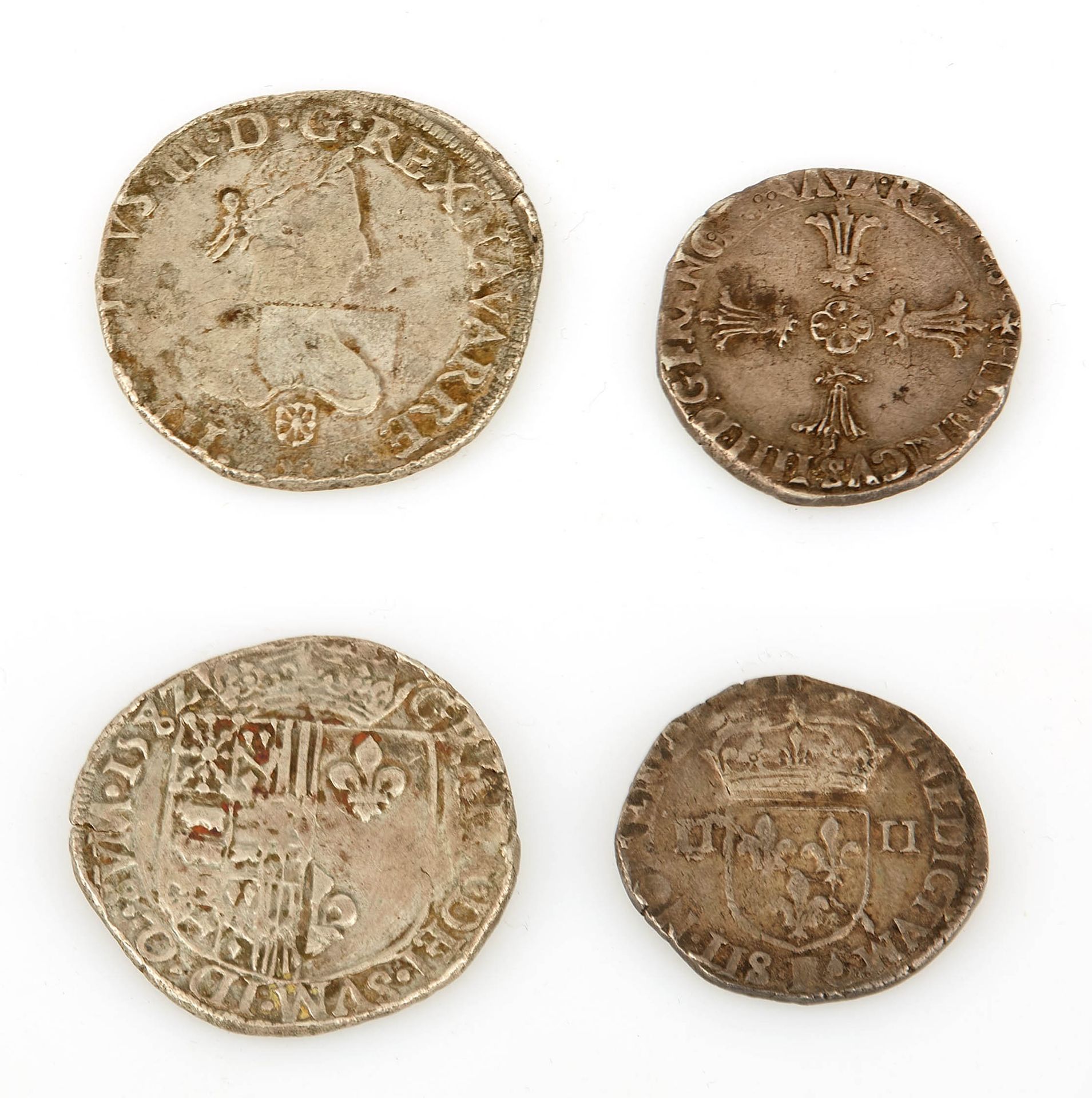 Null Dos monedas de plata: Franco de Henri II de Béarn 1582 Saint Palais Dy (feu&hellip;