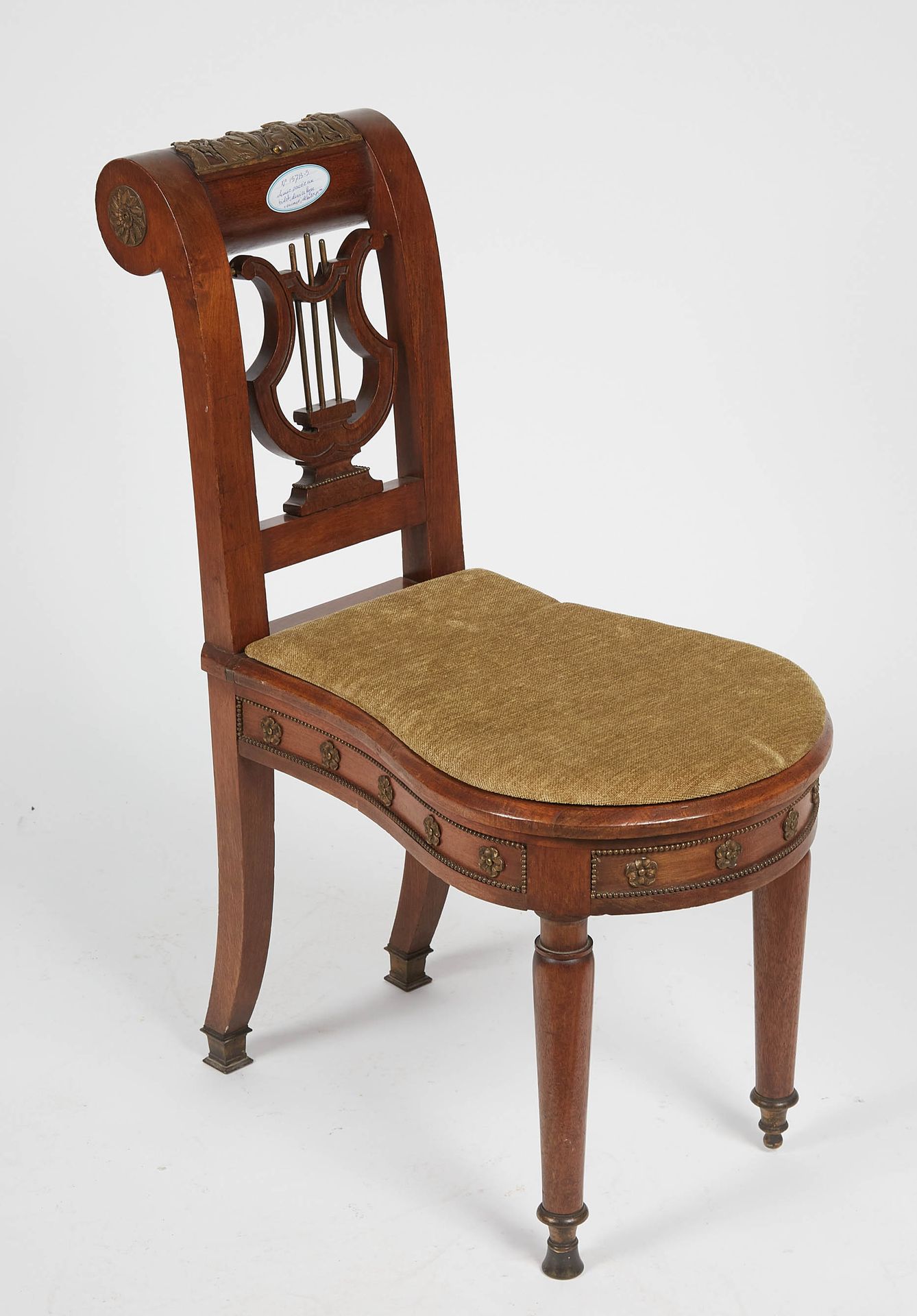 Null Mahogany pierced chair with a lyre back decorated with bronze draped women,&hellip;