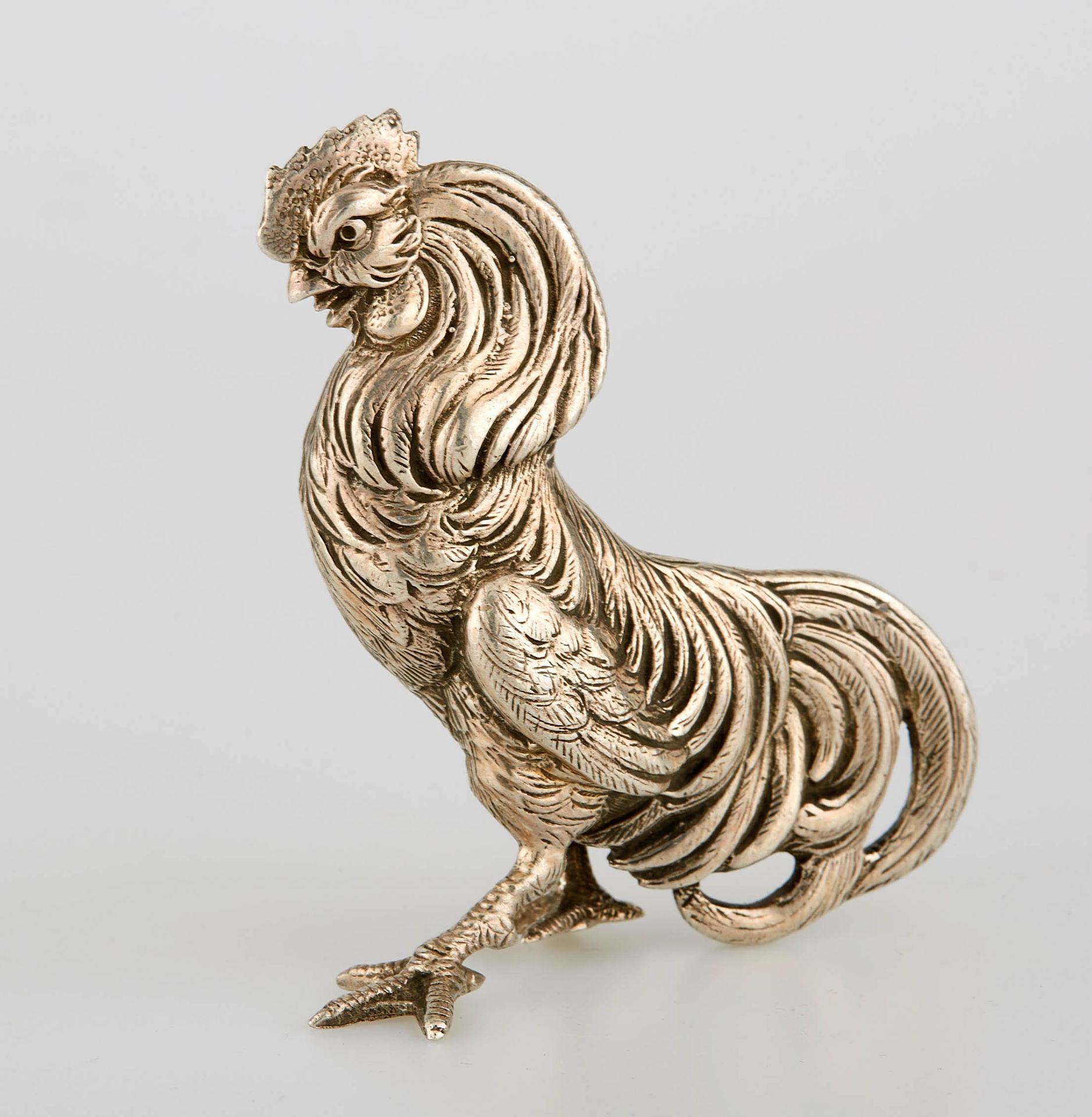 Null Objeto de plata que representa un gallo. El sello de Minerve. Altura : 8 cm&hellip;