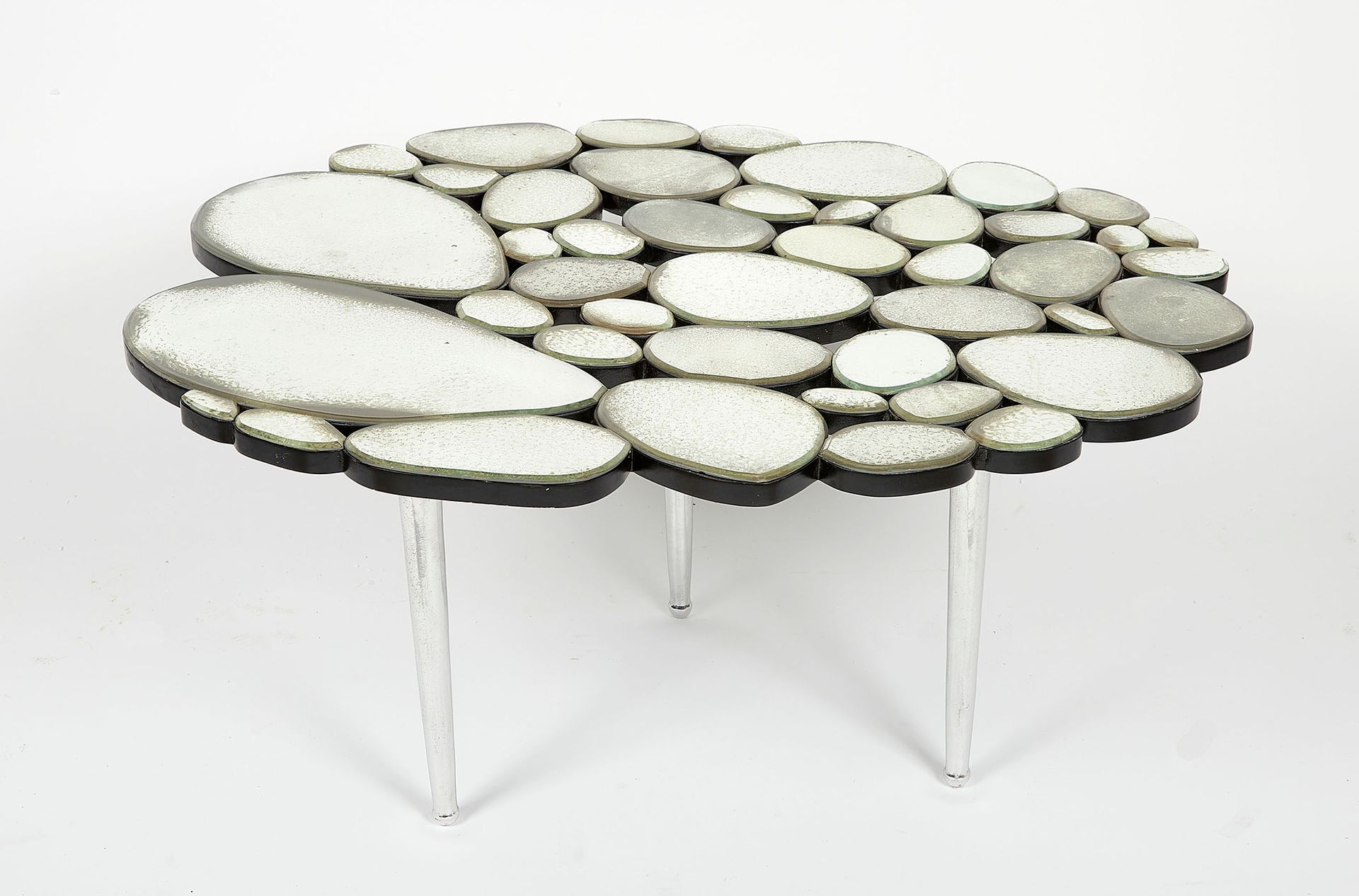 Null DE SCHRIJVER Olivier (born in 1958). "Moon". Coffee table in aged glass and&hellip;
