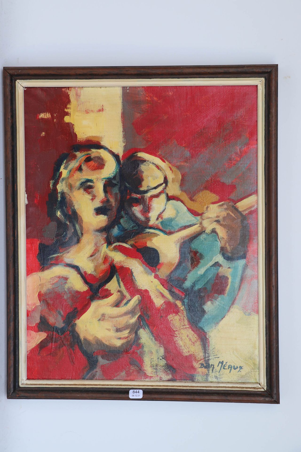 Null MEAUX Dan (XXth). "The musicians". Oil on canvas signed in the lower right &hellip;