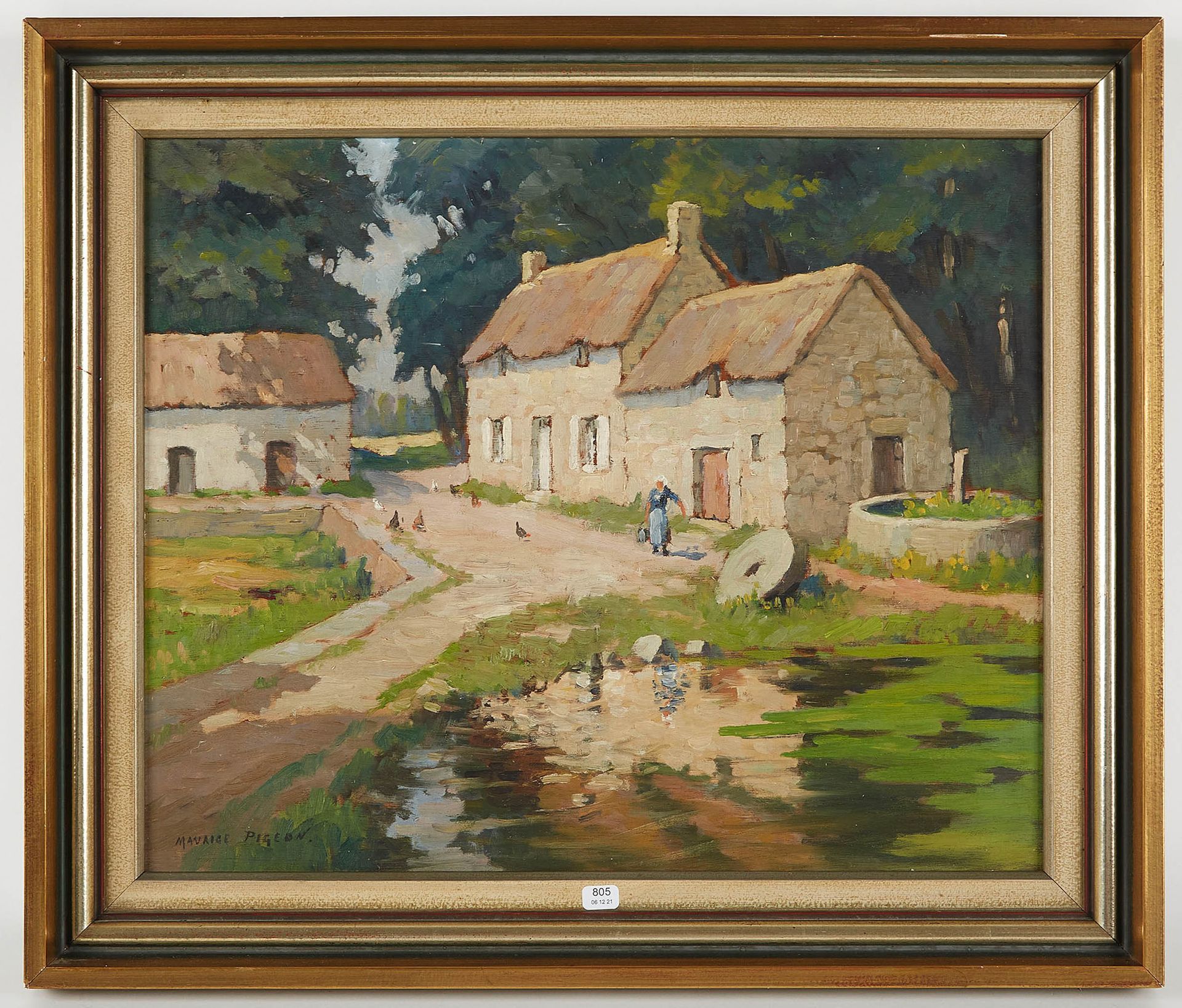 Null PIGEON Maurice (1883/1944). "Farmyard in Huberville". Oil on panel signed l&hellip;