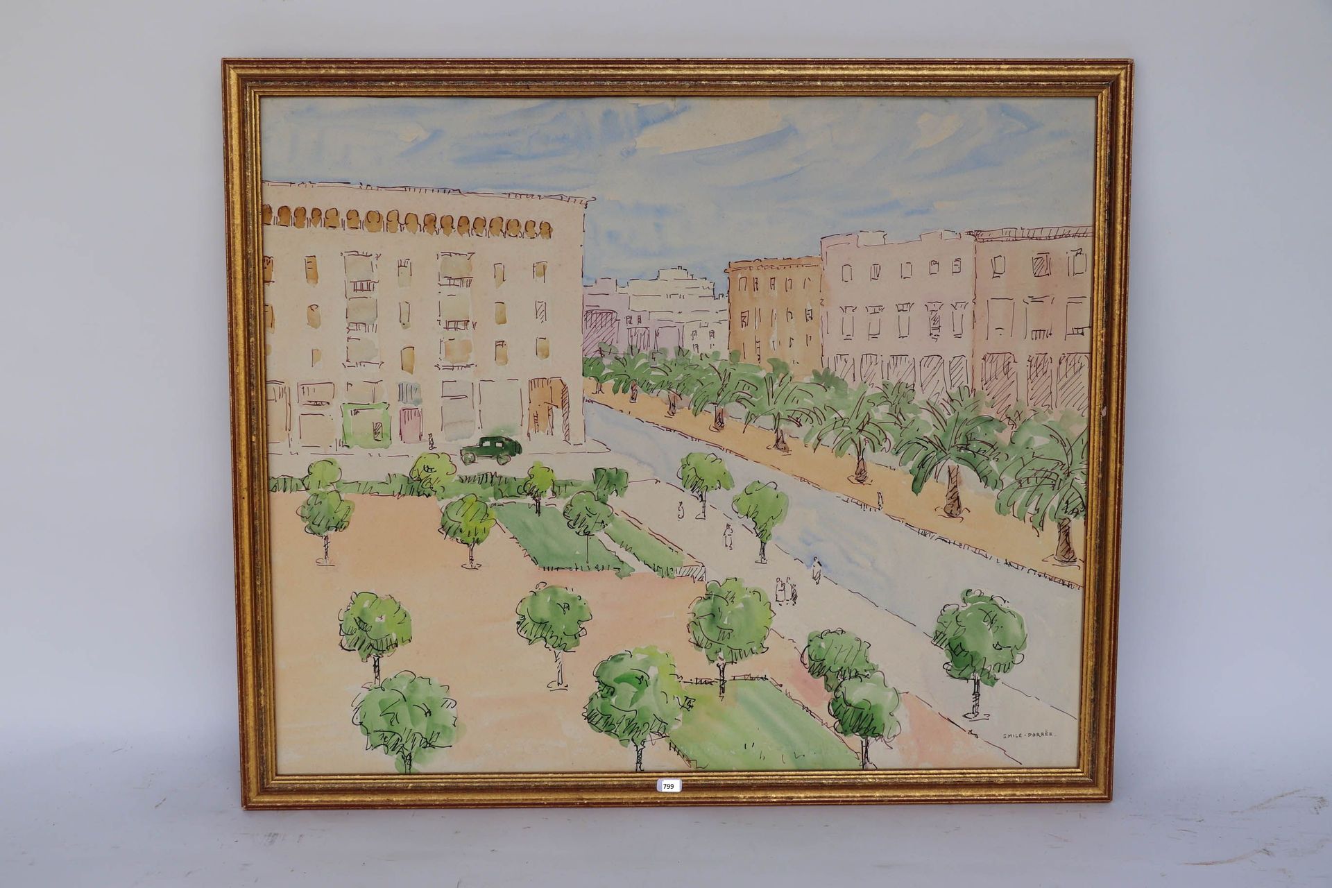 Null 多里-埃米尔（1883/1959）。"摩洛哥，菲斯？纸上水彩和墨水，右下方有签名。48,5 x 59.