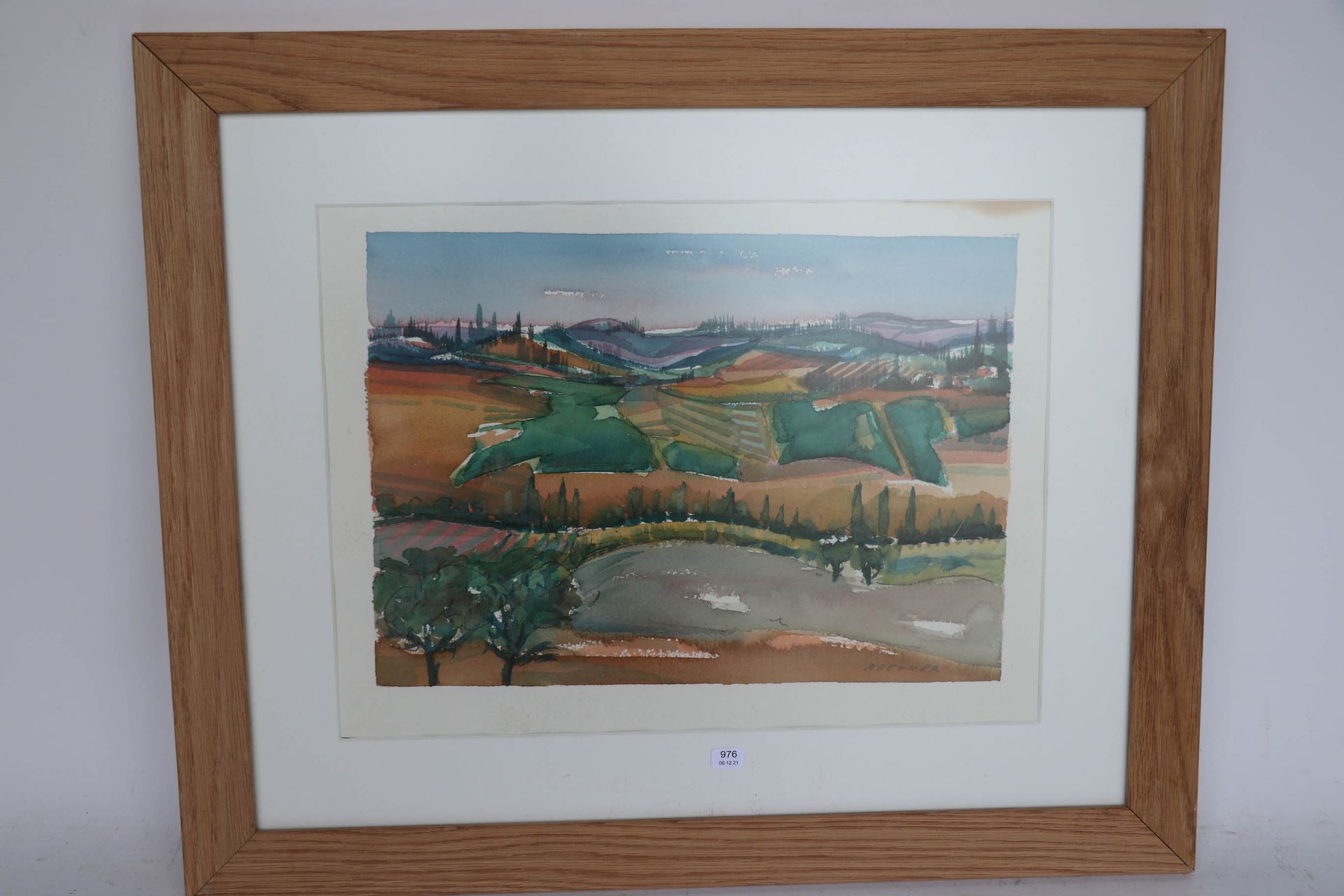 Null BRENNER (20. Jh.). "Landschaft". Unten rechts signiertes Aquarell. 29 x 39.