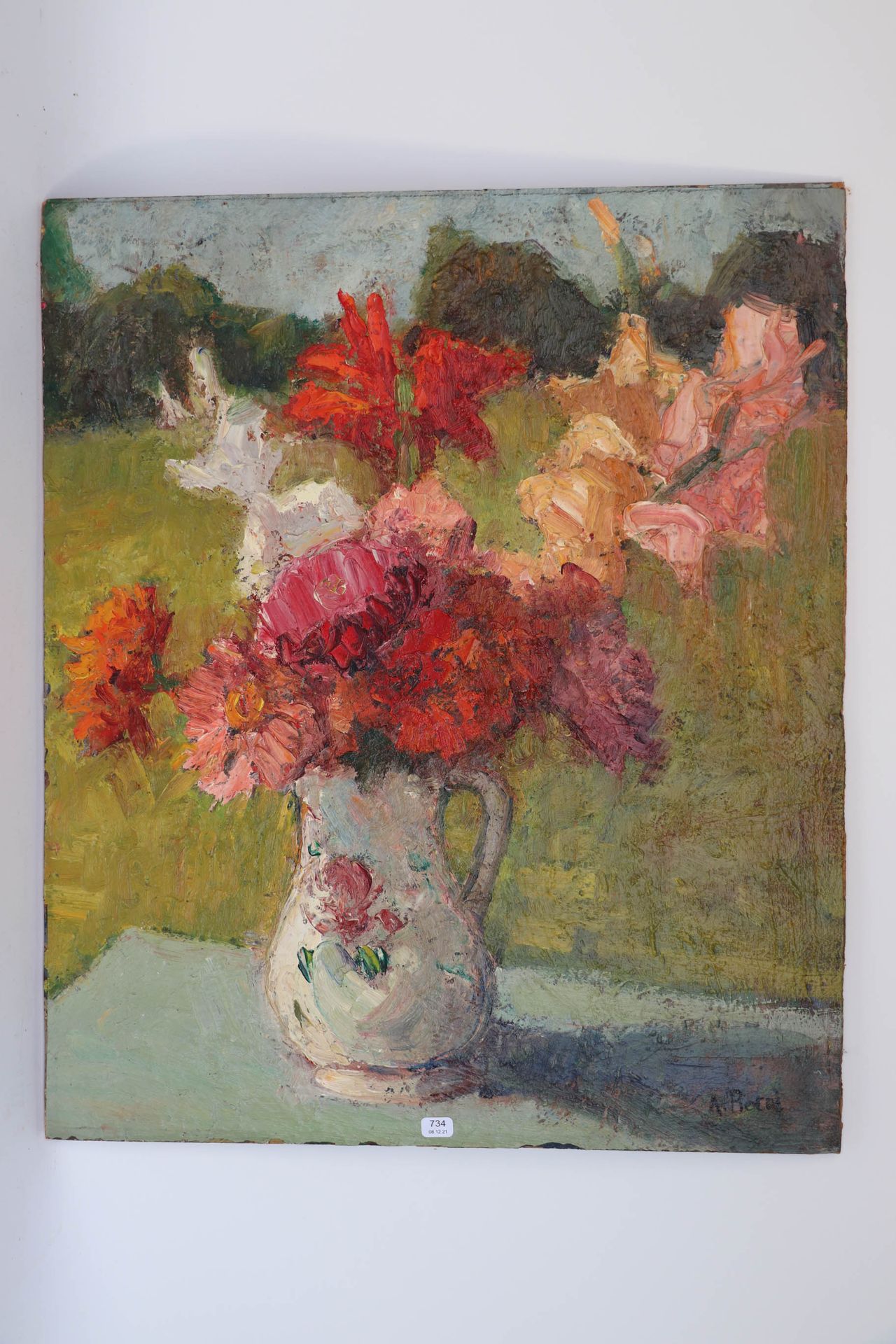 Null PIETRI Albert (1894/1980). "Pitcher of flowers". Oil on cardboard signed lo&hellip;