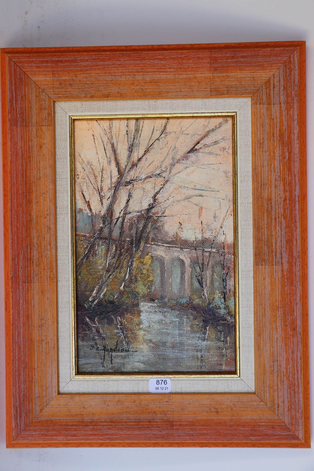 Null RONDEAU Jean-Claude."克莱西的桥"。布面油画，左下角有签名，背面有会签，22 x 14。