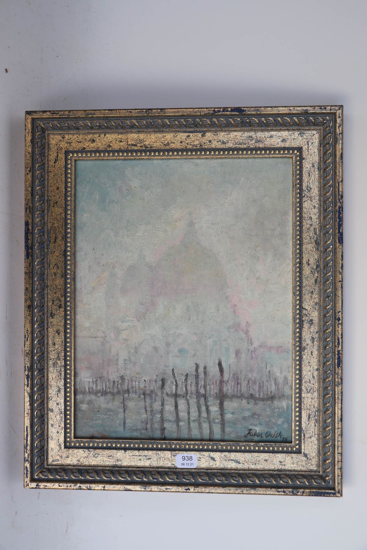 Null WELSH（20）。"威尼斯"。木板油画，右下方有签名。25 x 19.