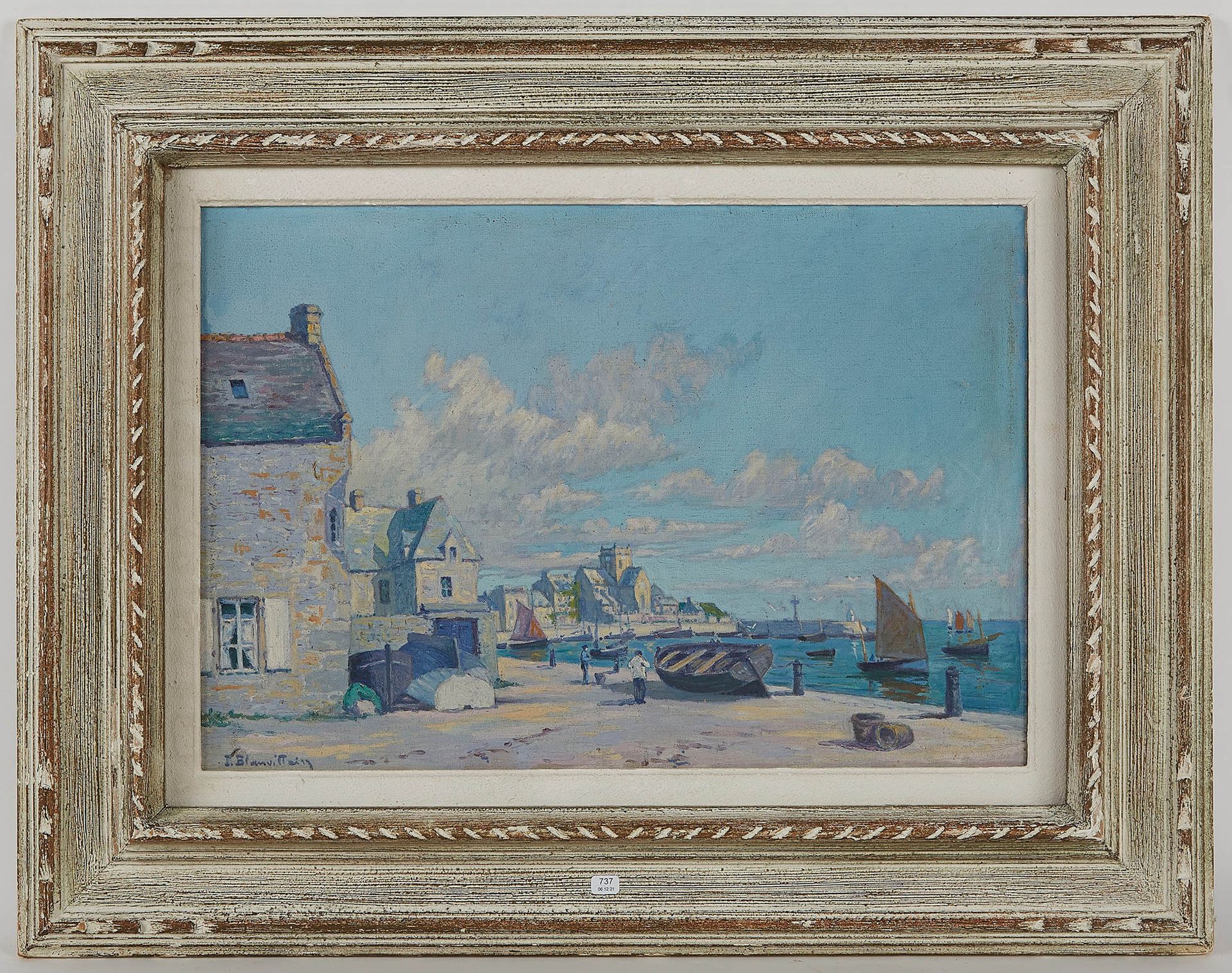 Null BLANVILLAIN保罗（1891/1965）。"Barfleur"。布面油画，左下方有签名。38 x 55.