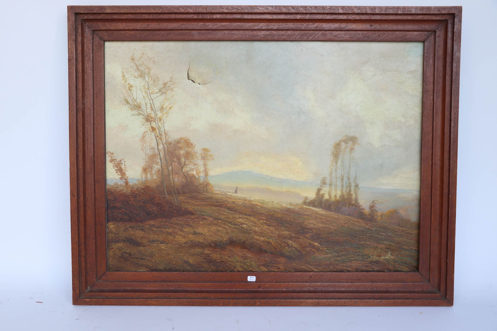 Null URBAIN R (XIX/XXe). "Paysage". Huile sur toile signée en bas à gauche. 54 x&hellip;