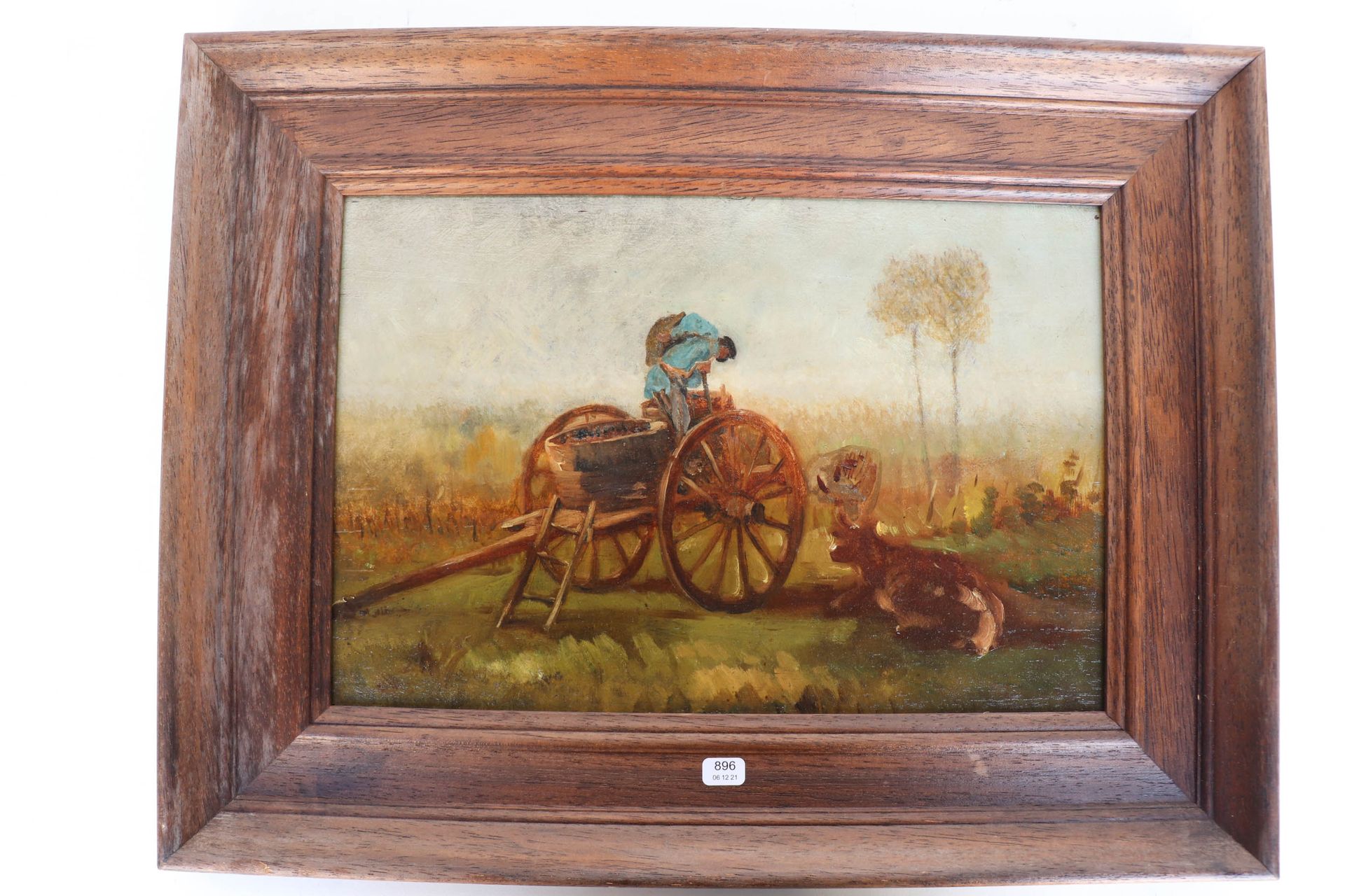 Null GRENET Dominique (1821/1885)的作品。"葡萄收获的场景"。板上油彩。24 x 35,5.