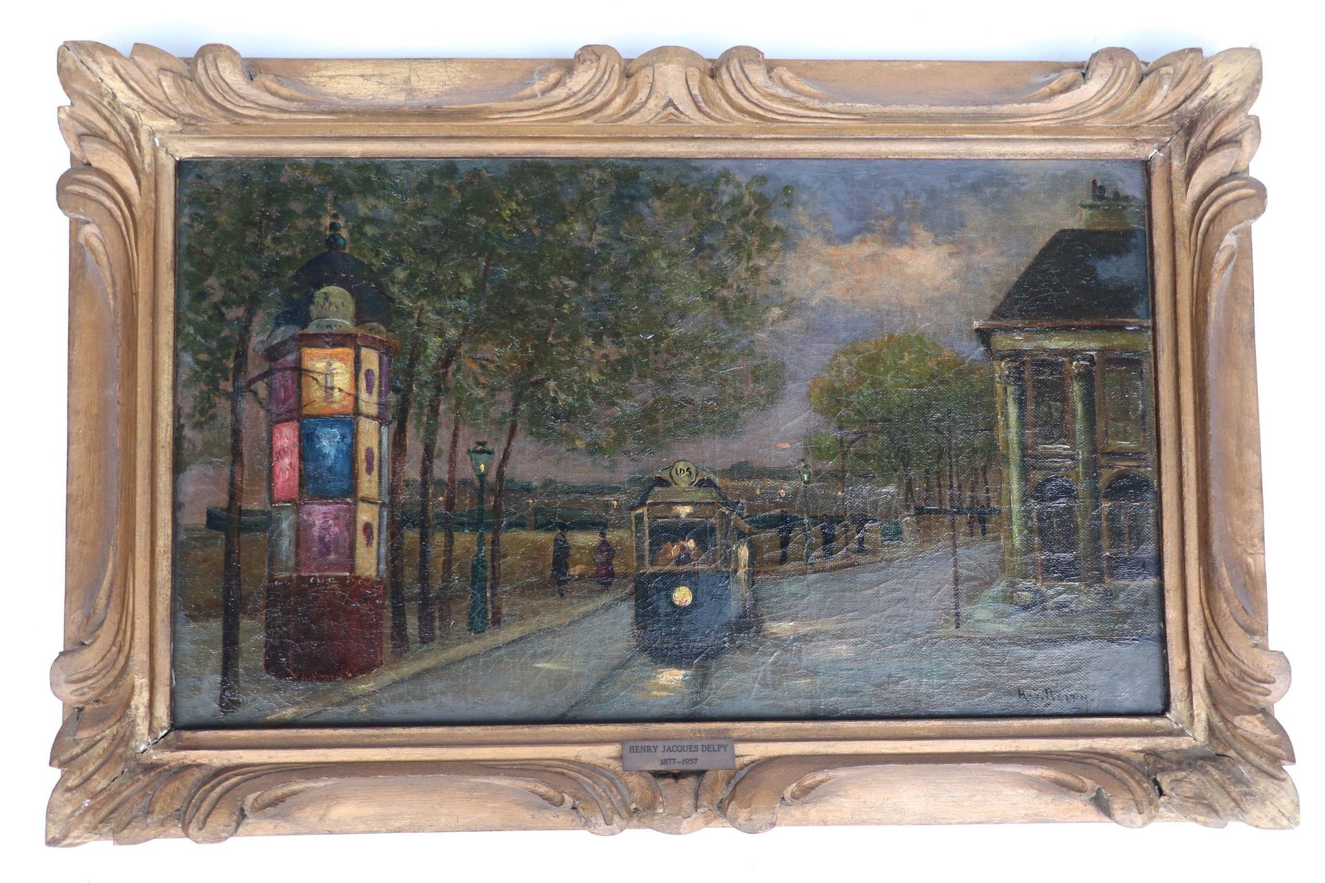Null DELPY Henri Jacques (1877/1957). "Le tramway". Huile sur toile signée en ba&hellip;