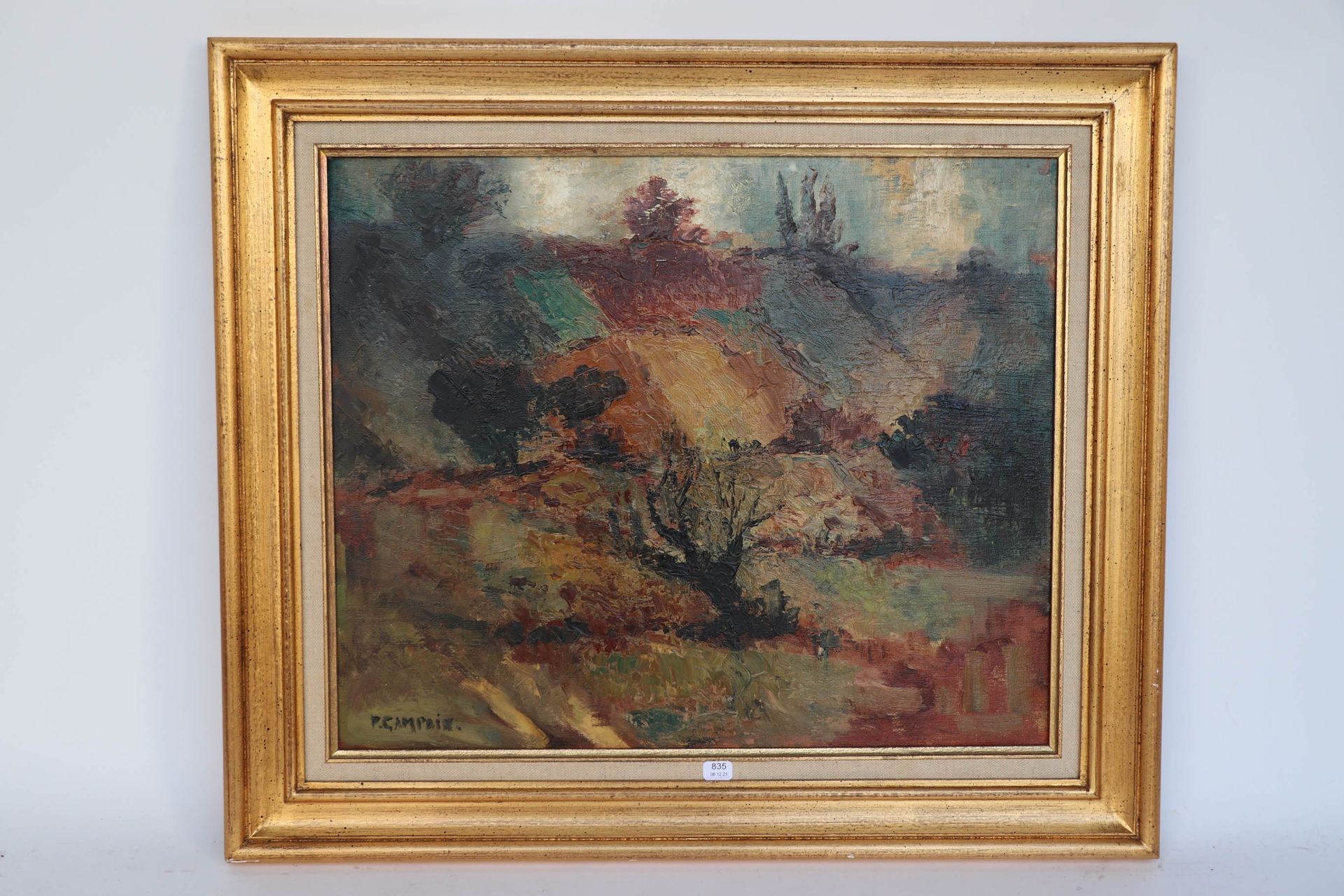 Null CAMPAIN Pierre (1893/1967). "Vallée de la Hague" (Tal der Hague). Öl auf Le&hellip;