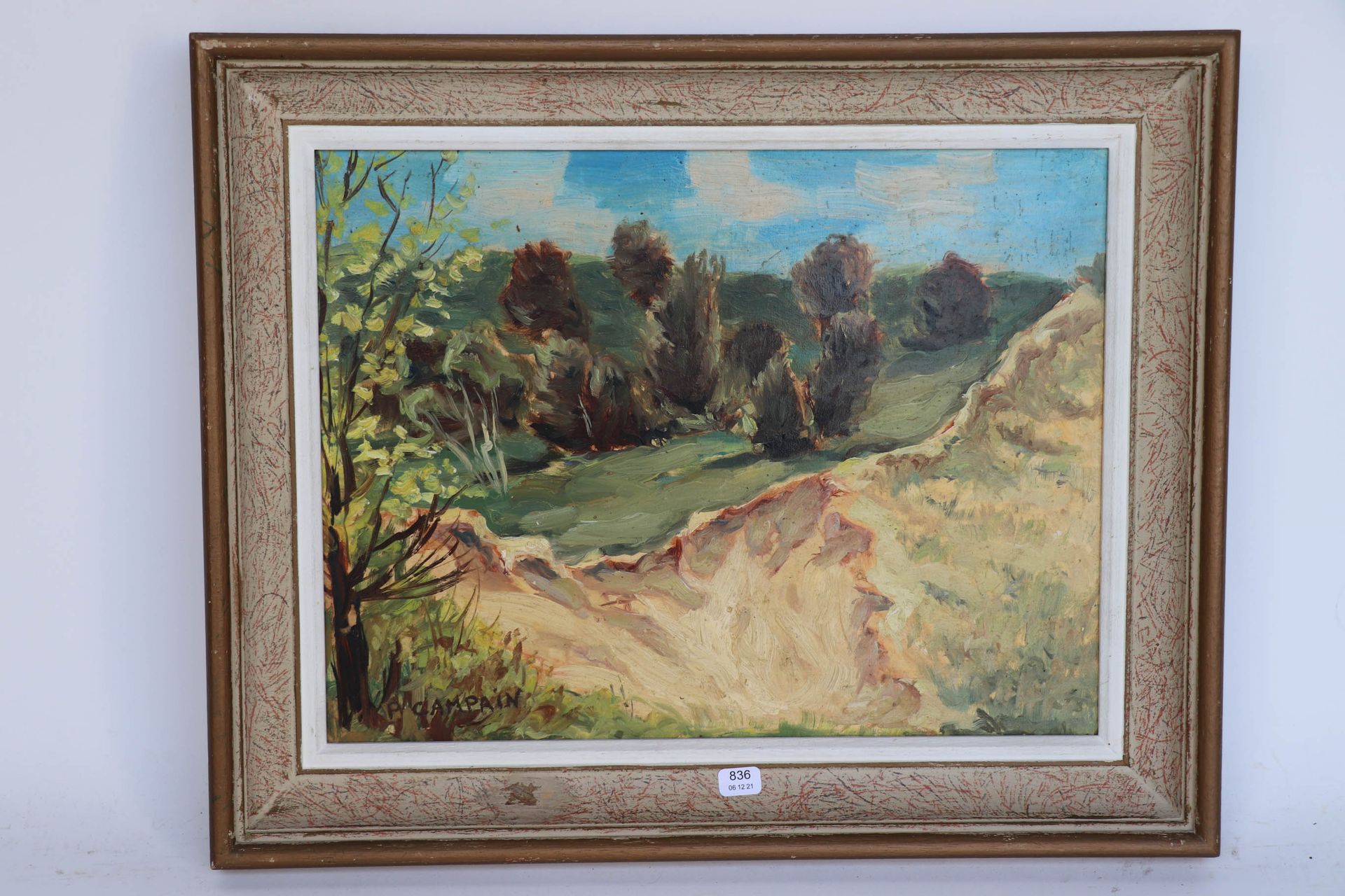 Null 皮埃尔-CAMPAIN（1893/1967）。"在沙丘上"。布面油画，左下角有签名，背面有标题，27 x 35。