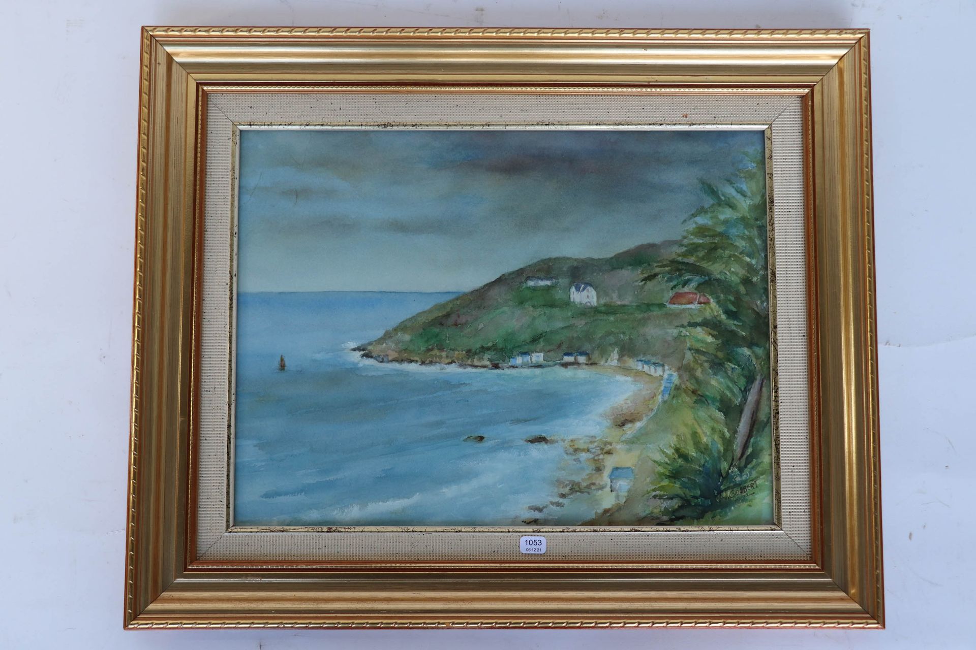 Null GOUBERT Nicolas (XXth). "Carteret". Watercolor signed in the lower right co&hellip;