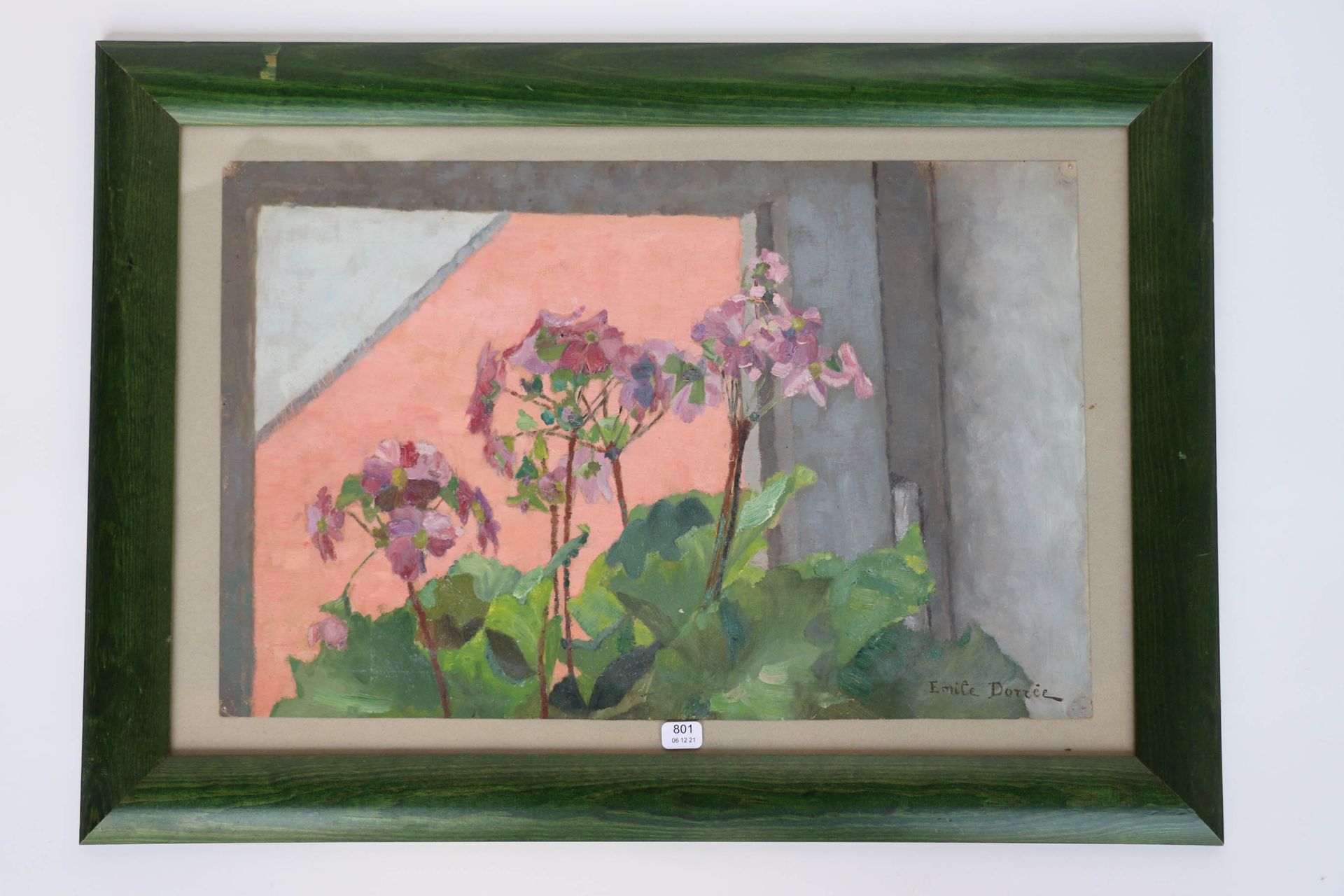 Null DORREE Emile (1883/1959). "Blumen auf dem Rand des Fensters. Öl auf Papier,&hellip;