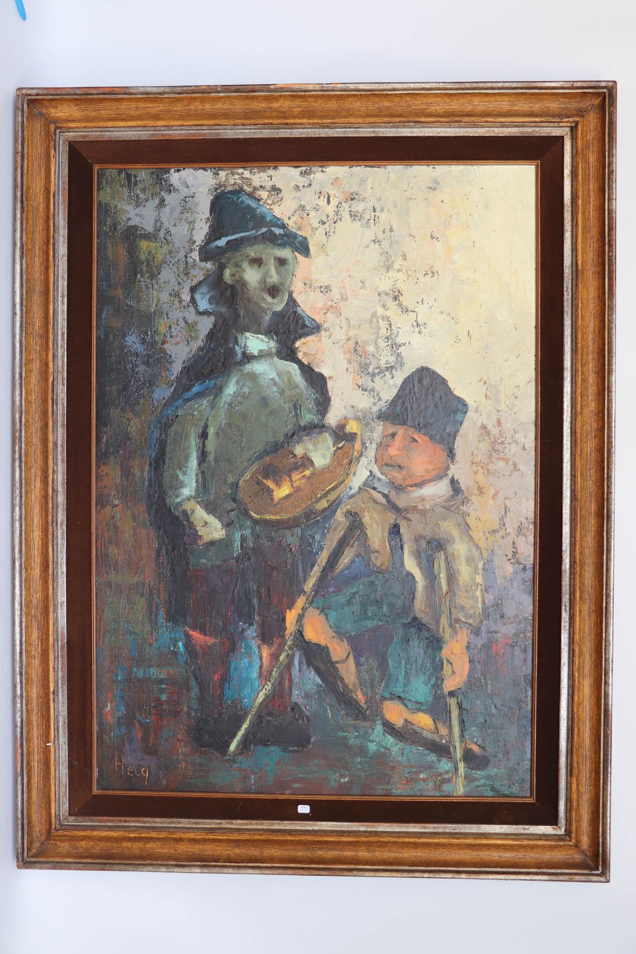 Null HECQ. "The old player and the child with canes". Oil on canvas signed lower&hellip;