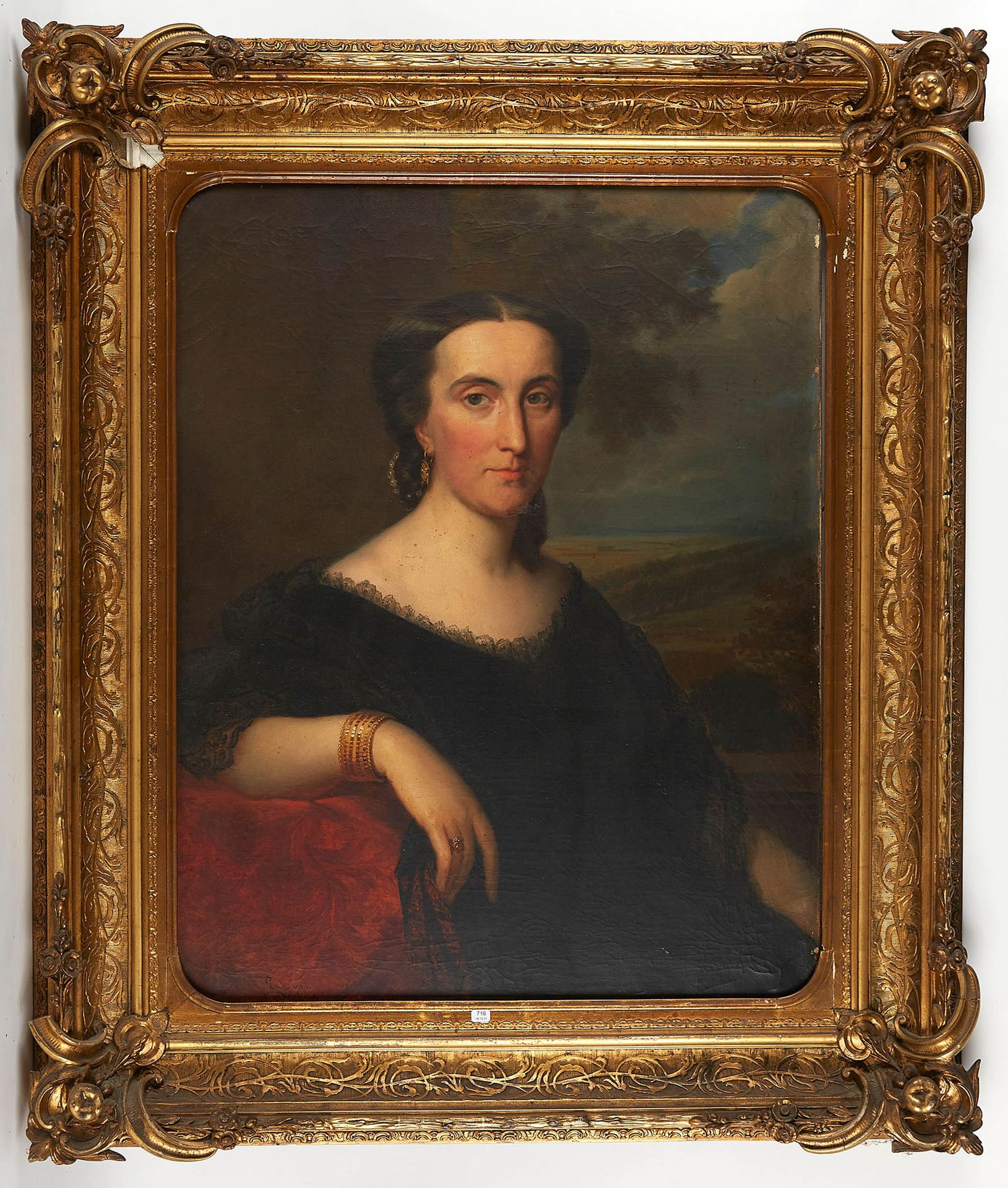 Null 欧仁-范-马尔迪格姆（1813/1967）。"纪尧姆-阿德里亚斯夫人的肖像，她的名字叫康斯坦丝-范-布雷代尔。左下角有签名的布面油画，81 x 65。