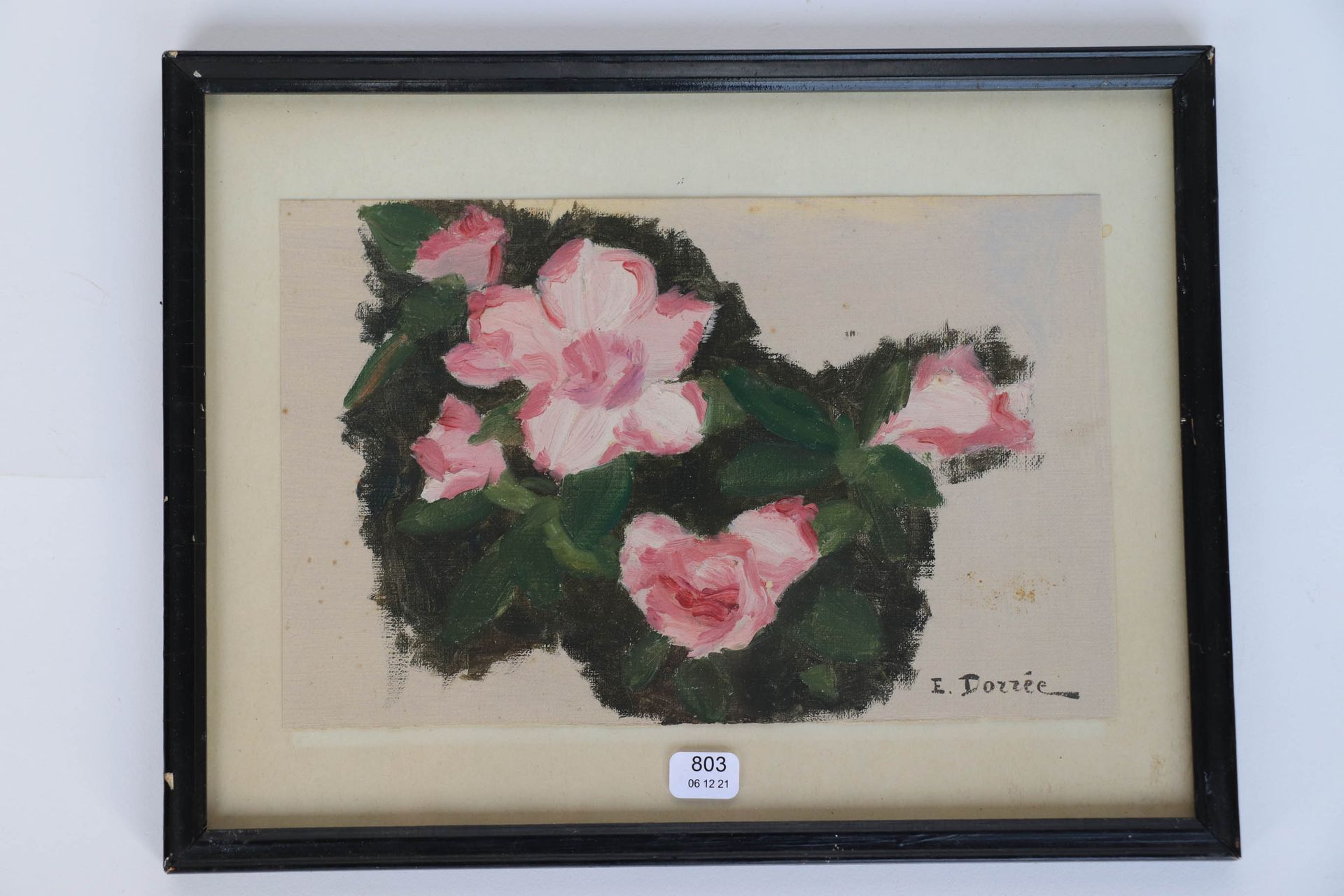 Null DORREE Emile (1883/1959). "Apple tree flowers". Oil on paper signed in the &hellip;