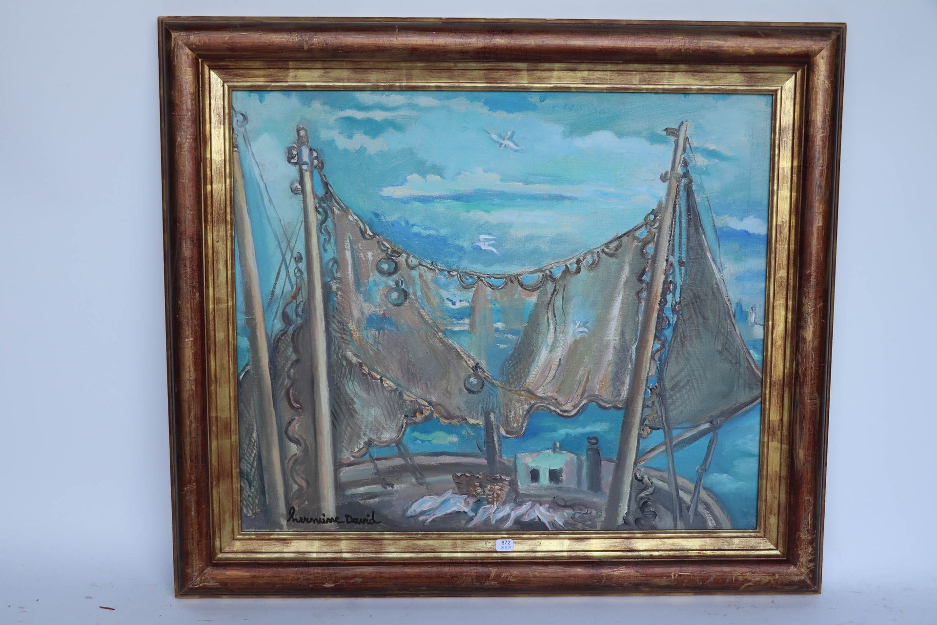 Null HERMINE David (1886/1970). "Die Netze auf dem Trawler vor St Vaast". Öl auf&hellip;