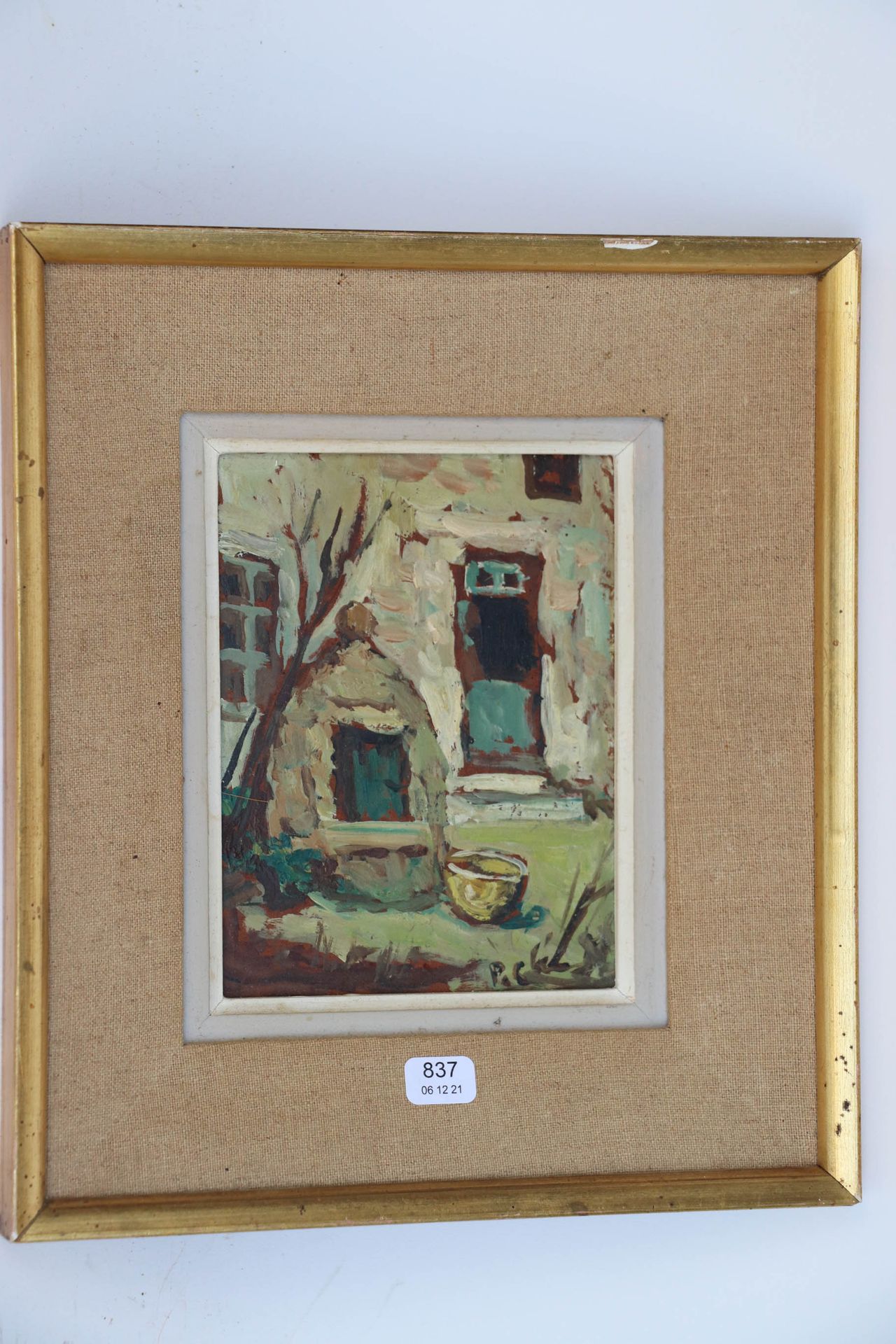 Null 皮埃尔-CAMPAIN（1893/1967）。"克鲁奇的小米之井"。板面油画，右下角有字。14 x 10.