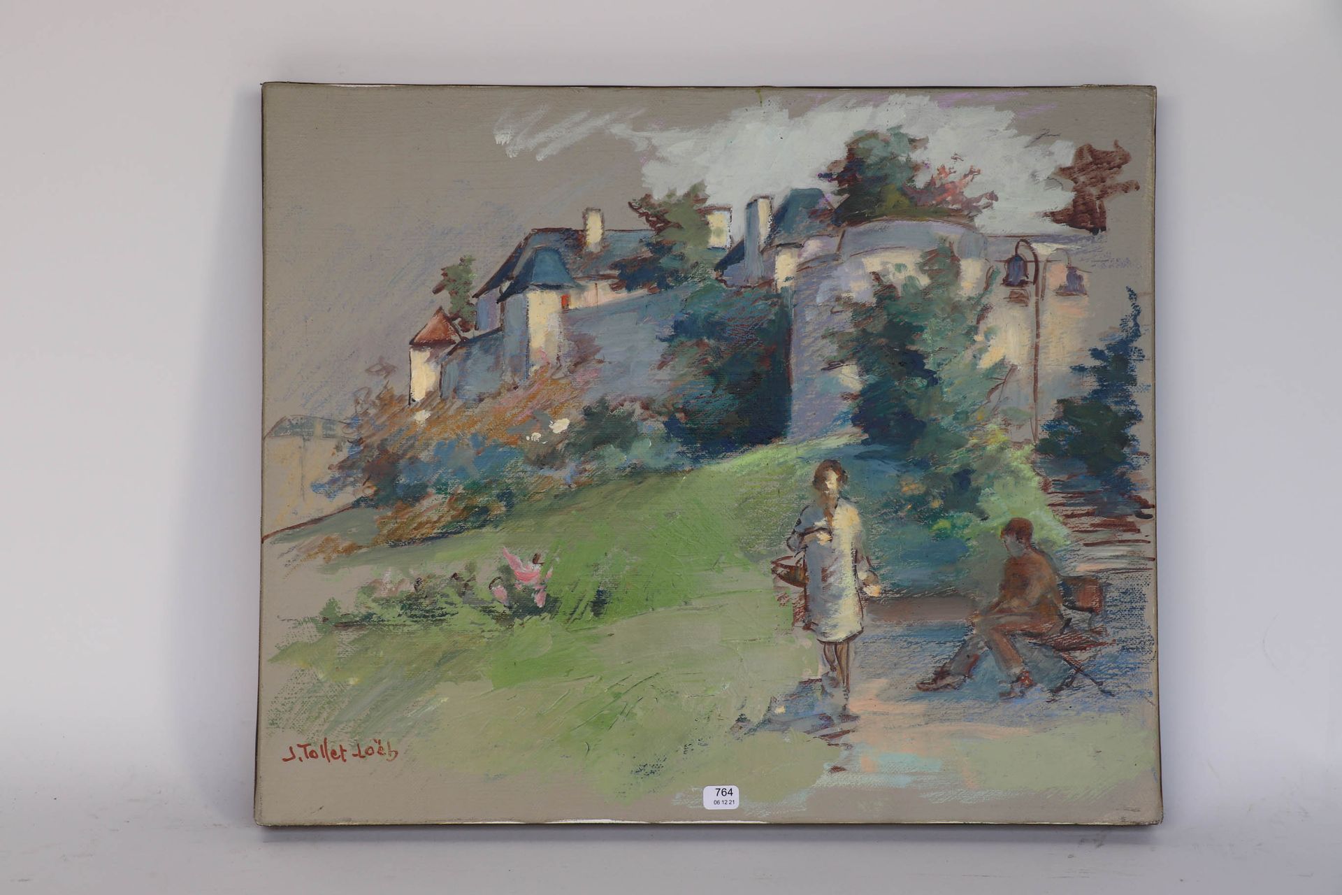 Null TOLLET-LOEB 杰奎琳（1931/2021）。"城堡"。布面油画，左下方有签名。38 x 46.
