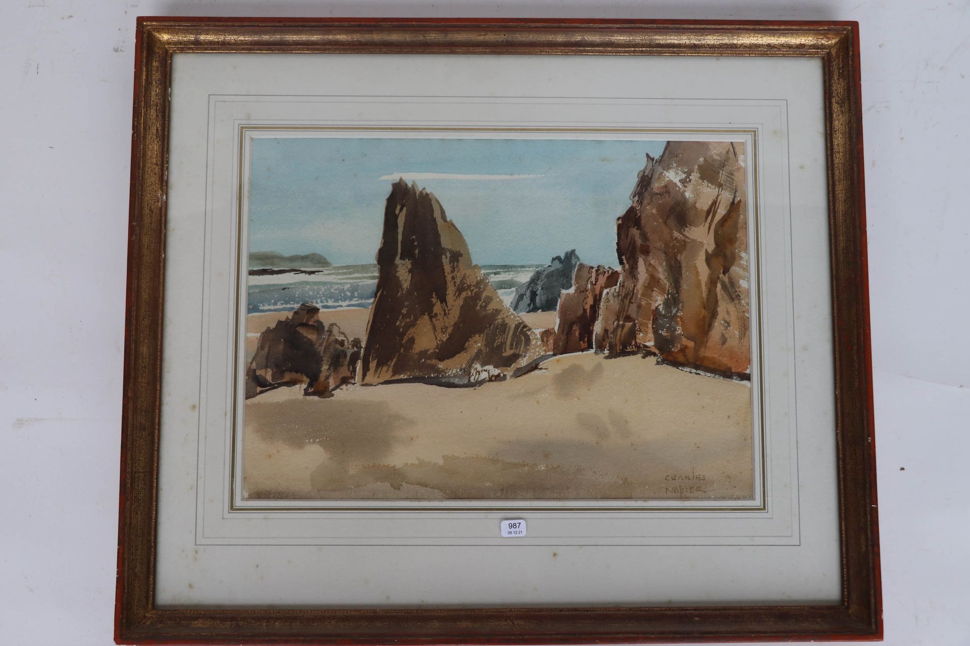 Null 纳皮尔-查尔斯（1889/1978）。"岩石的海岸"。水彩画，右下方有签名。27 x 37.
