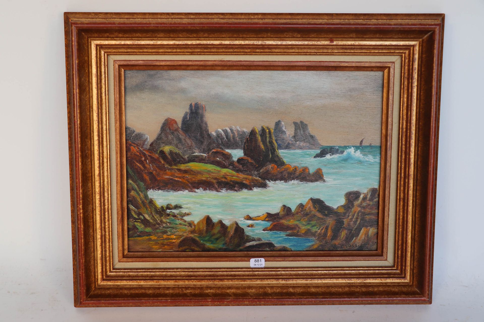 Null 布洛西埃-雷蒙（1925/2013）。"洛基海岸"。右下角有签名的板面油画。24 x 33.