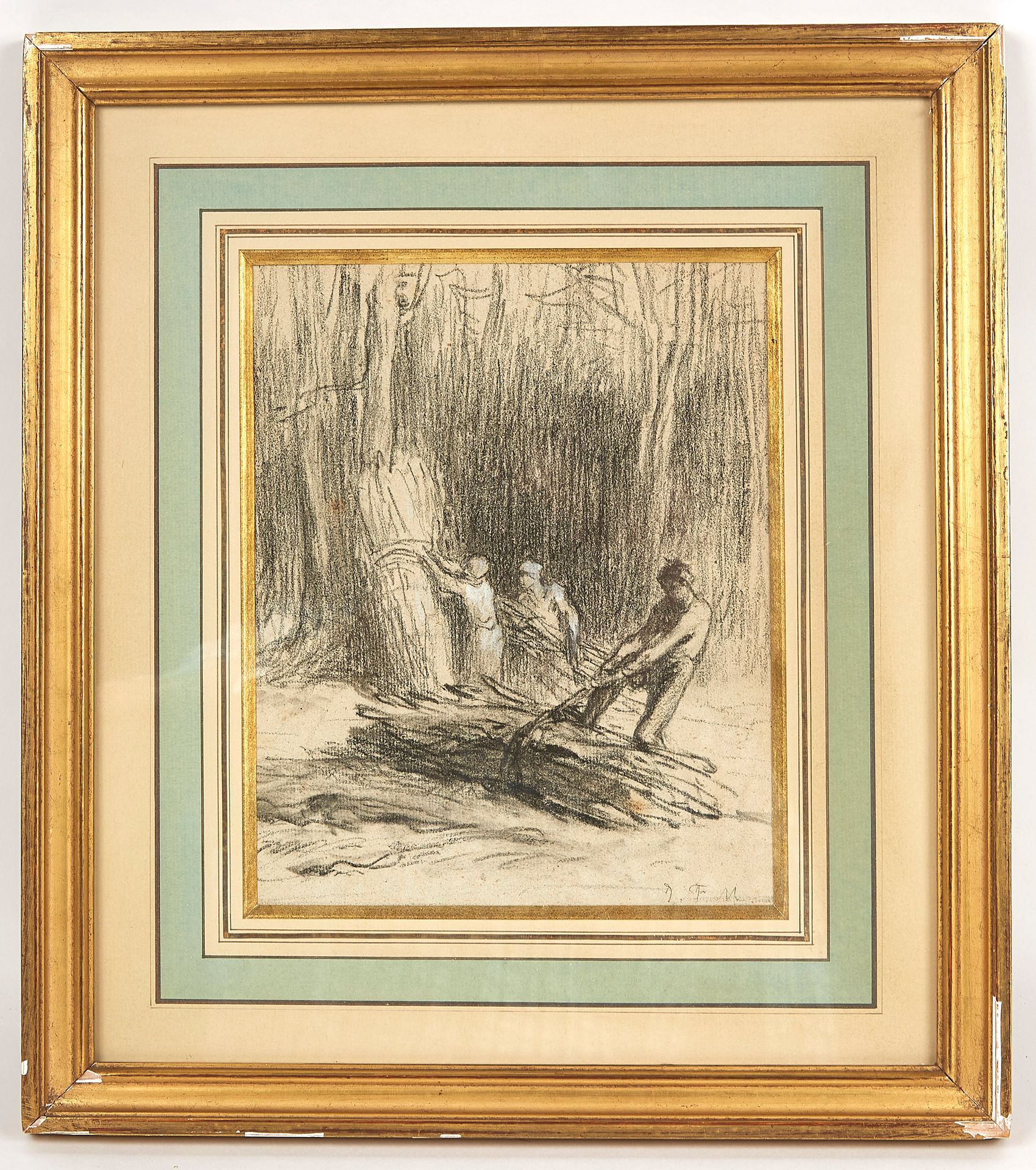 Null 归属于Jean François MILLET（1814/1875）。"收集基佬的人"。炭笔和白色水粉的亮点。22,5 x 18.右下角有假的后置单字&hellip;