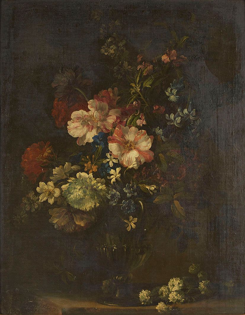 Null MONNOYER Jean-Baptiste (Lille 1636/Londres 1699). "Vase de fleurs sur un en&hellip;