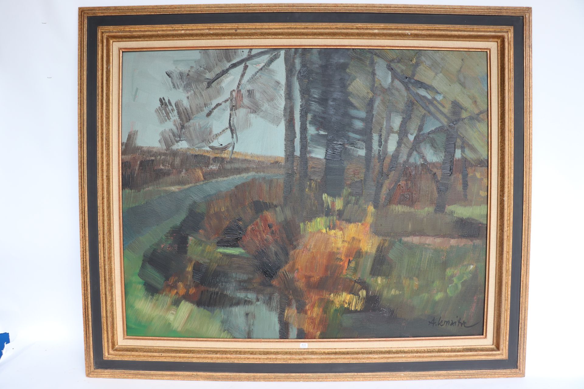 Null LEMAITRE André（1909/1995）。"秋天的灌木丛"。布面油画，右下方有签名，背面有会签，标题和日期（19）78。