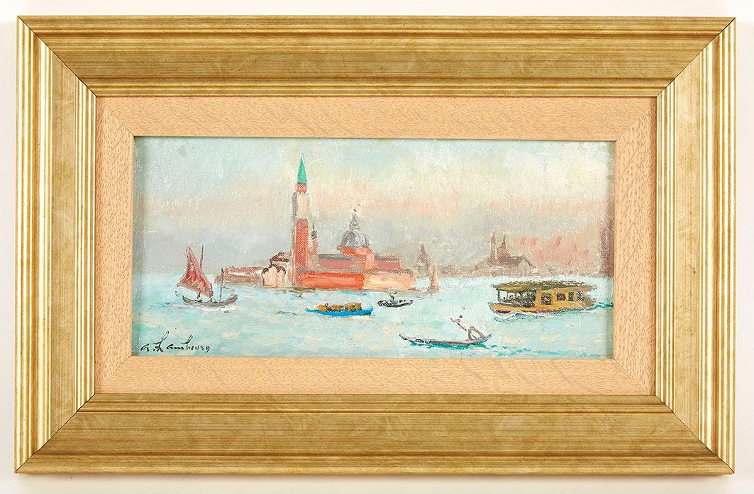 Null HAMBOURG André (1909/1999). "Pomeriggio a Venezia". Olio su tela firmato in&hellip;