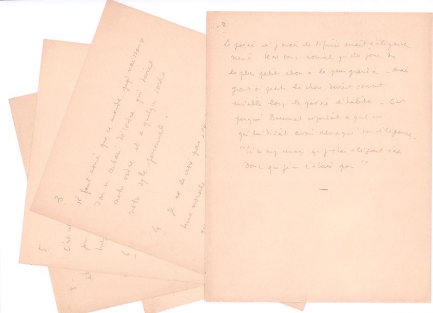 COCTEAU Jean (1889-1963) 
La Poësie, manuscrit autographe.
S.L.N.D., 5 pages in-&hellip;