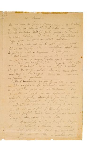 GAUGUIN Paul (1848-1903) 
Lettre autographe (minute) adressée à Léonce BRAULT
S.&hellip;