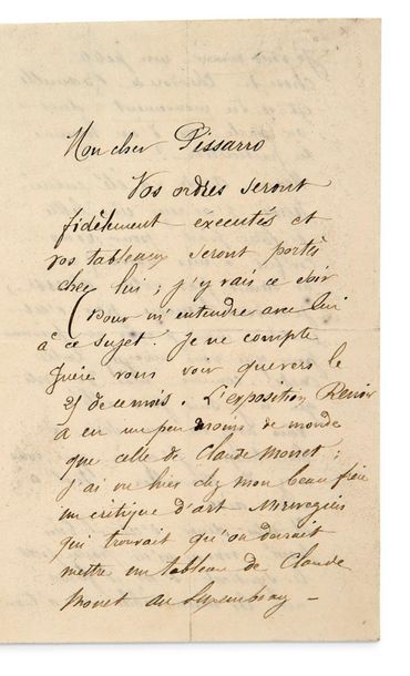 GAUGUIN Paul (1848-1903) 
Signed autograph letter addressed to Camille PISSARRO &hellip;