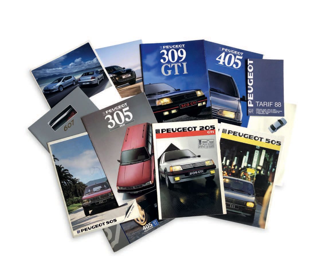 PEUGEOT Lot de catalogues des modèles suivants : 205 GTI / 309 GTI / 305 / 405 /&hellip;