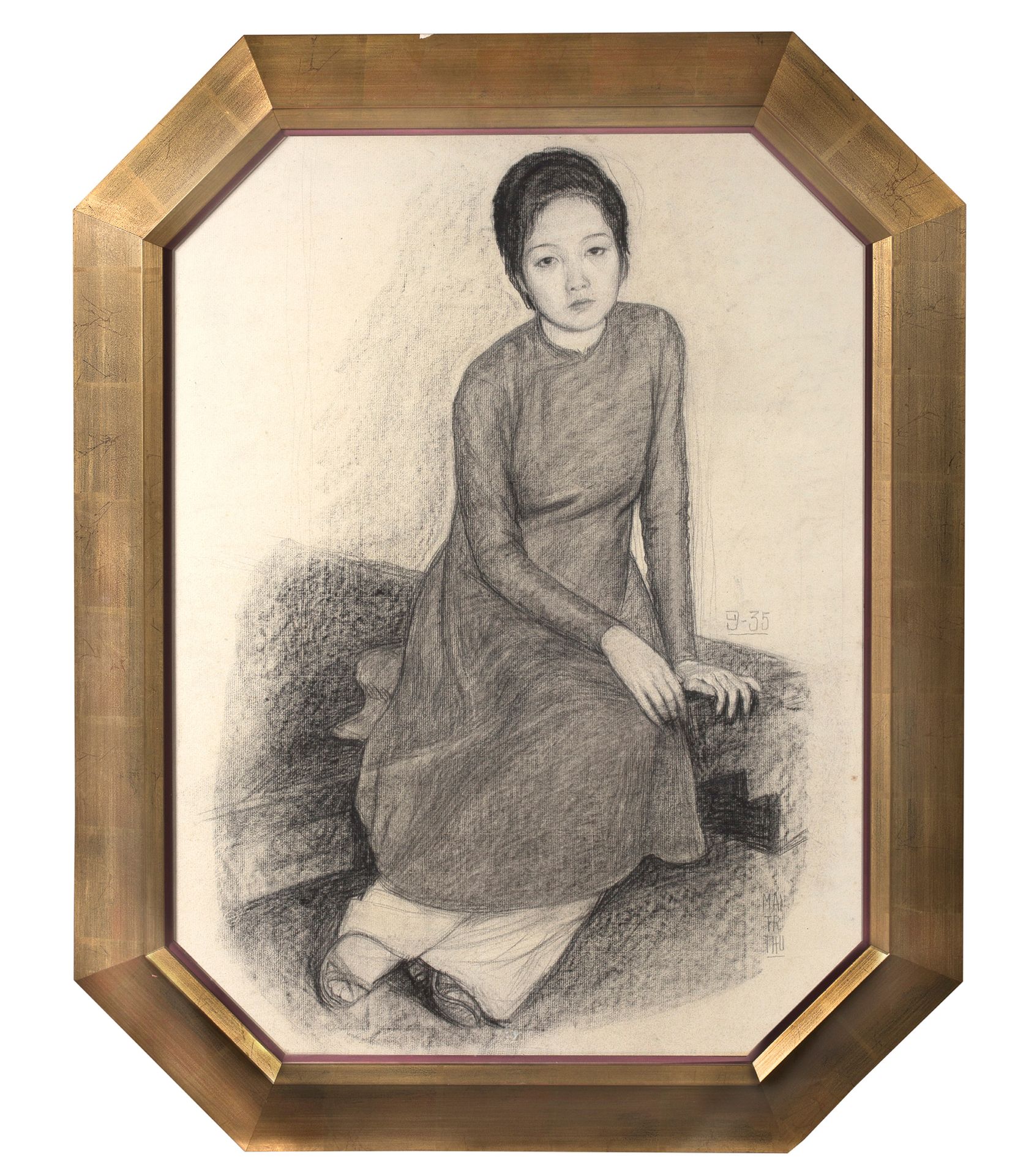 MAI TRUNG THU (1906-1980) 
Mutmaßliches Porträt von Le Thi Luu, 1935

Kohle auf &hellip;