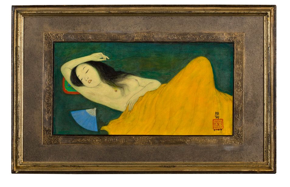 MAI TRUNG THU (1906-1980) 
Le sommeil, 1976

Encre et couleurs sur soie, signée &hellip;