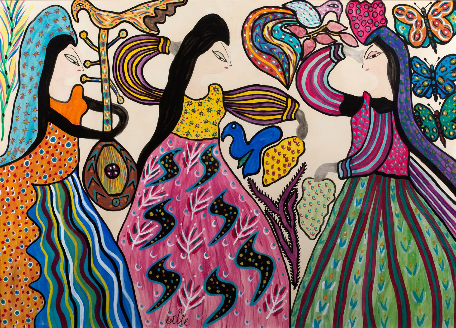 MAHIEDDINE BAYA (1931-1998) 
Danse des foulards, 1975

Gouache ans watercolor on&hellip;