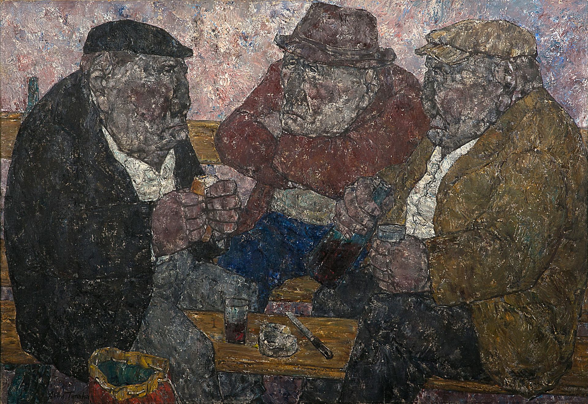 AKIRA TANAKA (1918-1982) 
Le banc, 1972 

Huile sur toile, signée en bas à gauch&hellip;