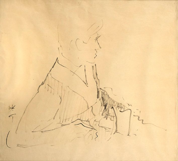 RENÉ GRUAU (1909-2004) 
Homme de profil 

Feutre sur papier, signée en bas à gau&hellip;